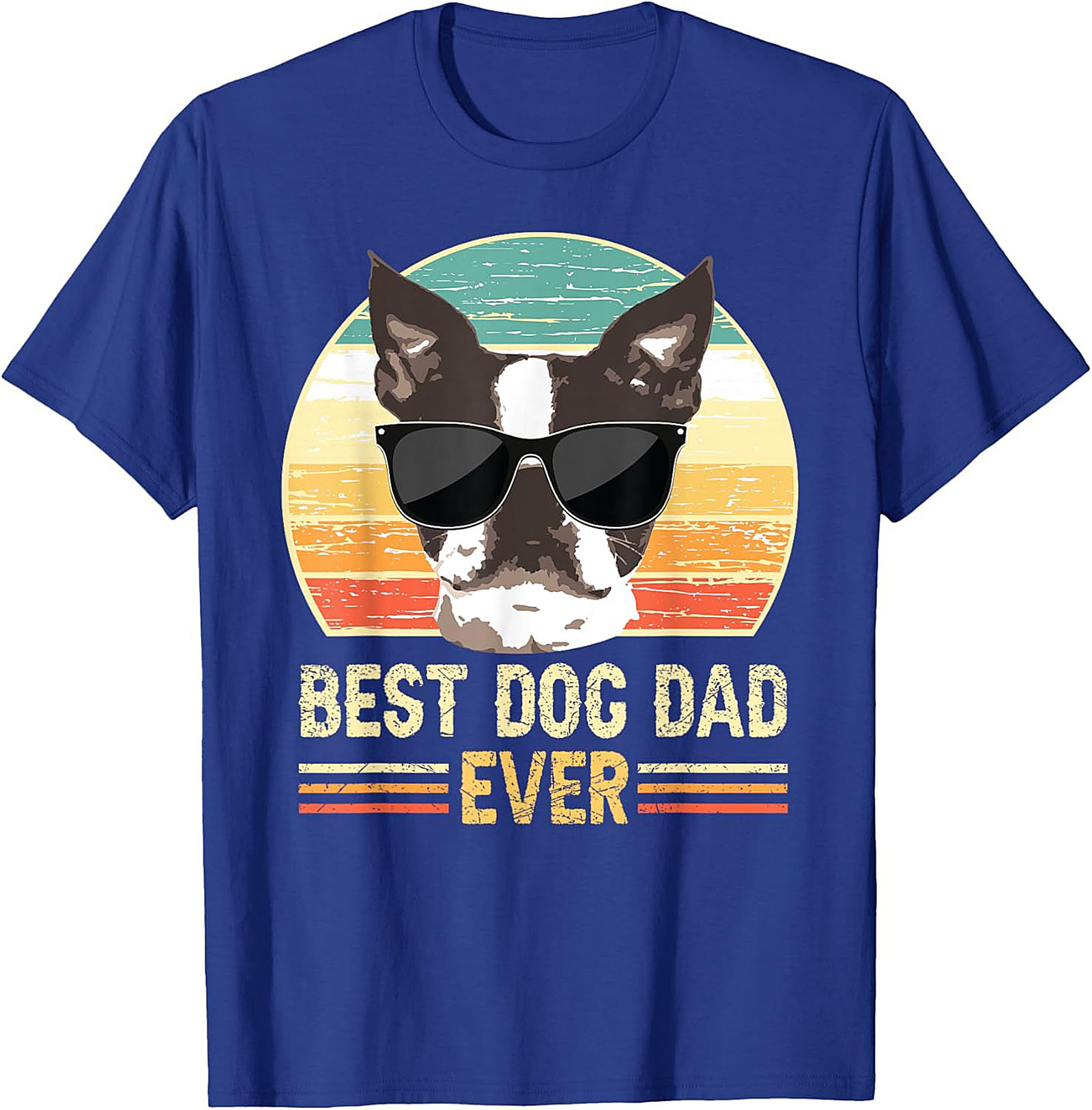 Best Dog Dad Ever Graphic Tee | Vintage Boston Terrier Dog Dad Shirt