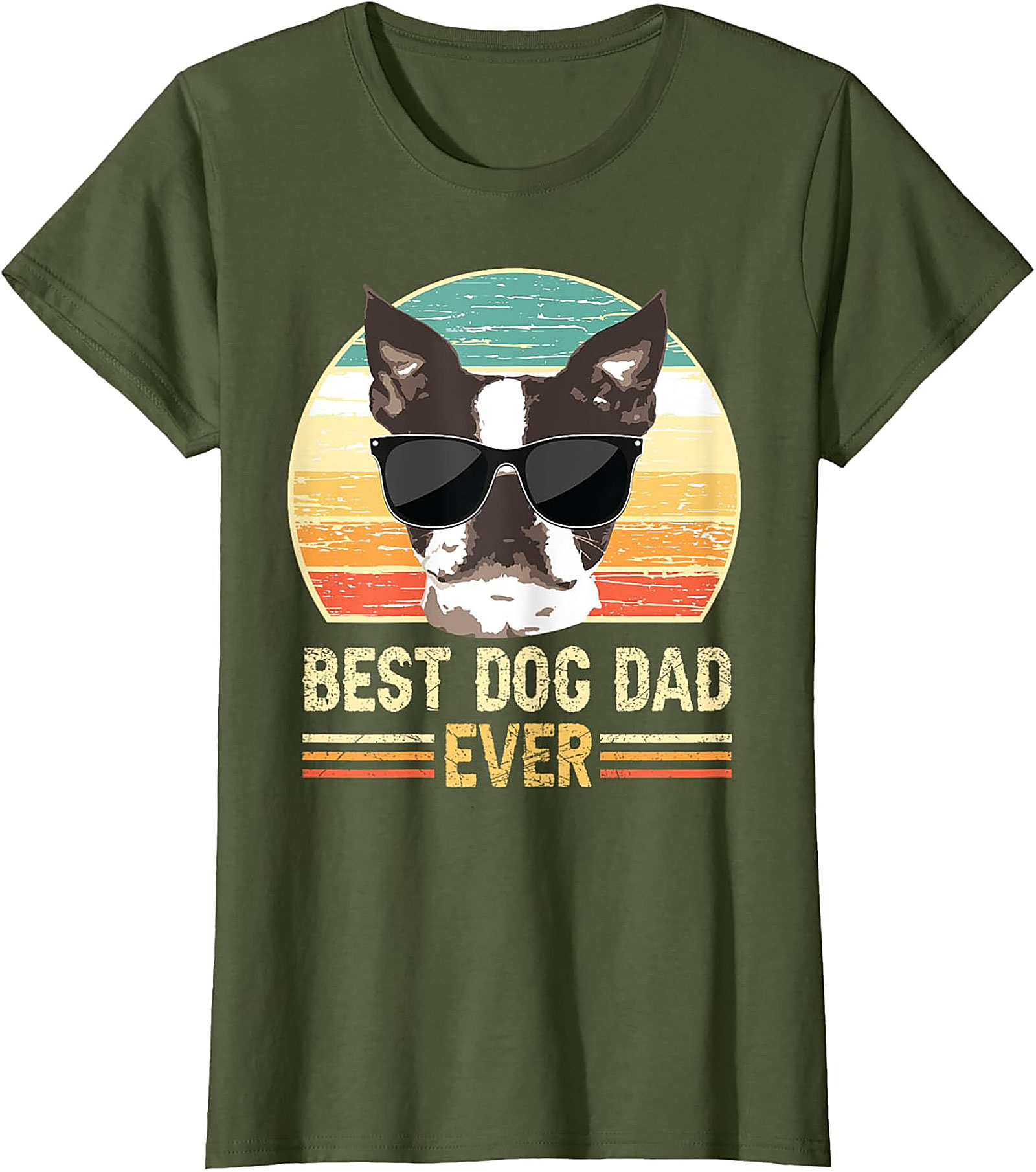 Best Dog Dad Ever Graphic Tee | Vintage Boston Terrier Dog Dad Shirt