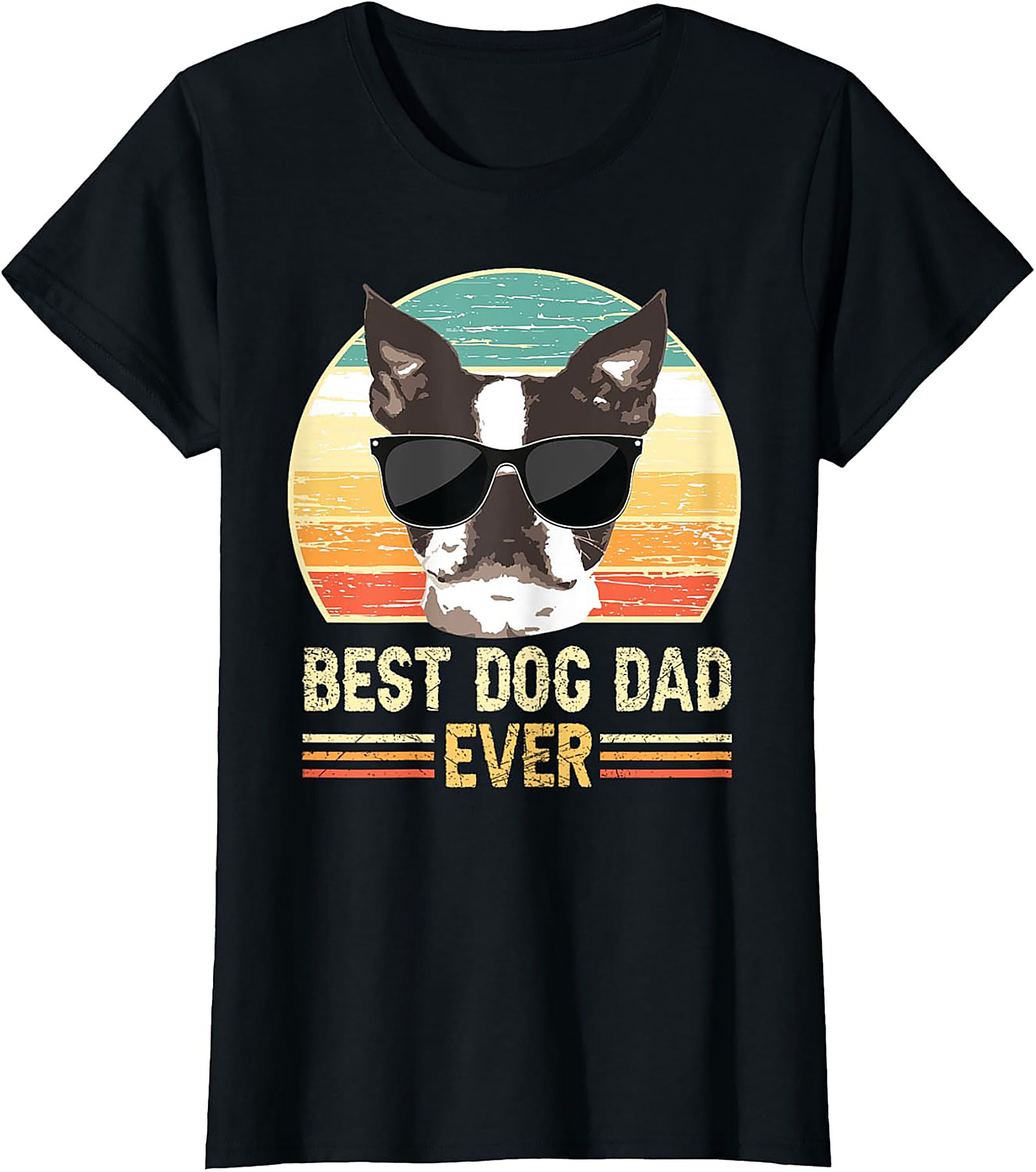 Best Dog Dad Ever Graphic Tee | Vintage Boston Terrier Dog Dad Shirt