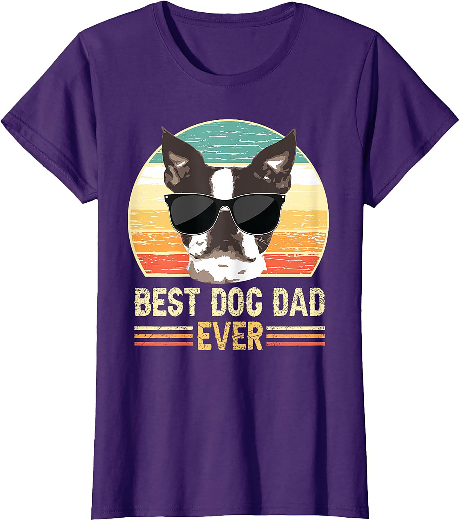 Best Dog Dad Ever Graphic Tee | Vintage Boston Terrier Dog Dad Shirt