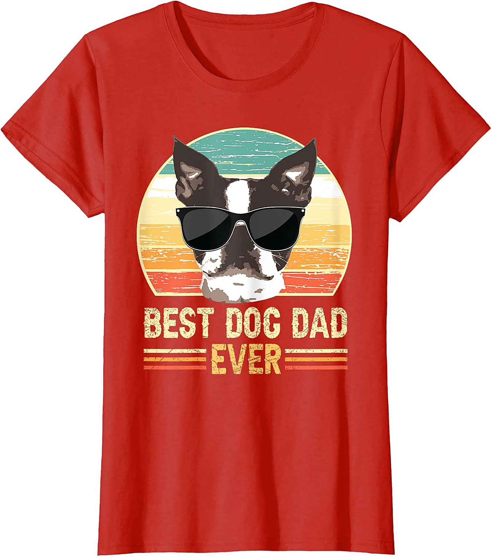 Best Dog Dad Ever Graphic Tee | Vintage Boston Terrier Dog Dad Shirt