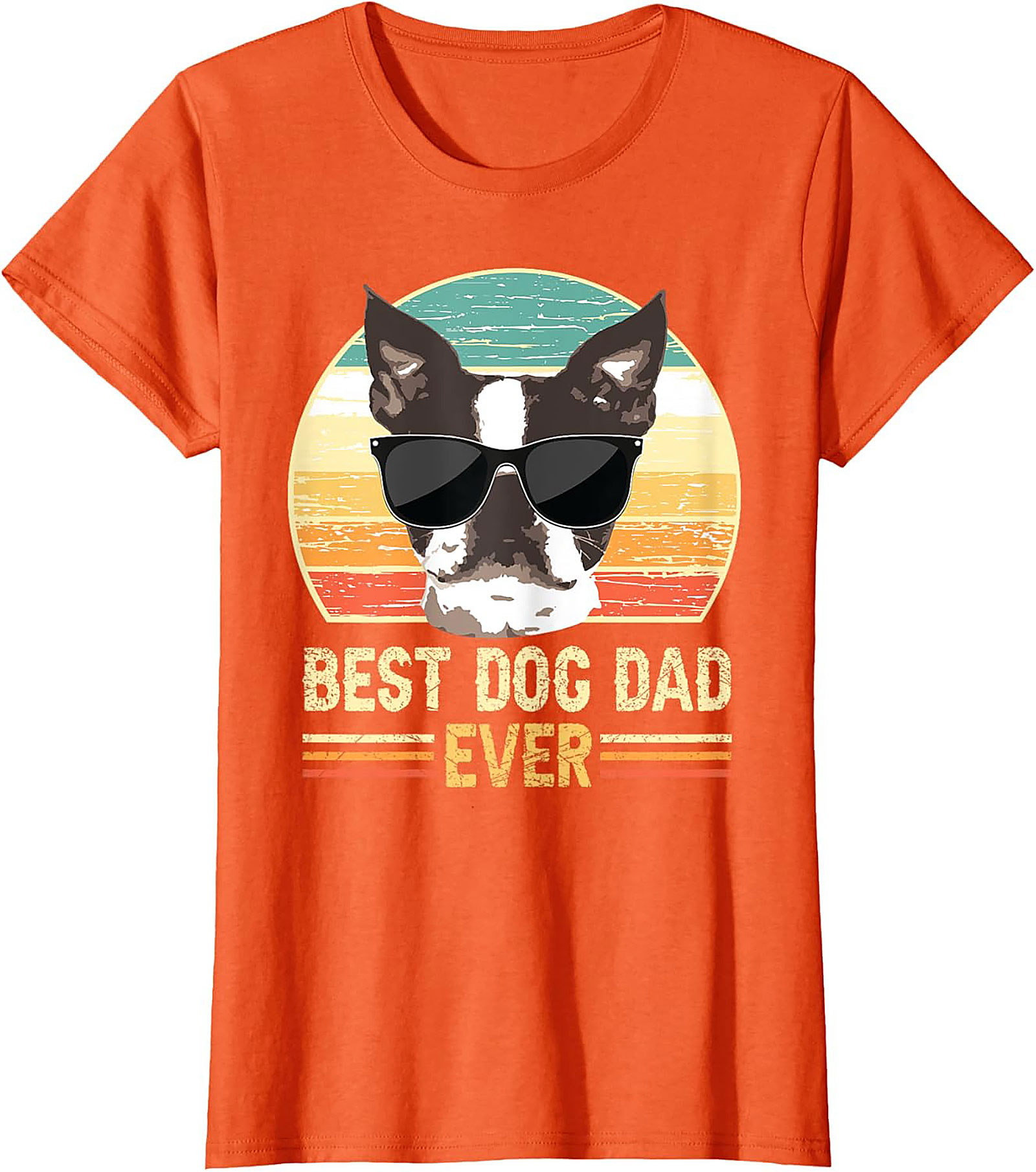 Best Dog Dad Ever Graphic Tee | Vintage Boston Terrier Dog Dad Shirt