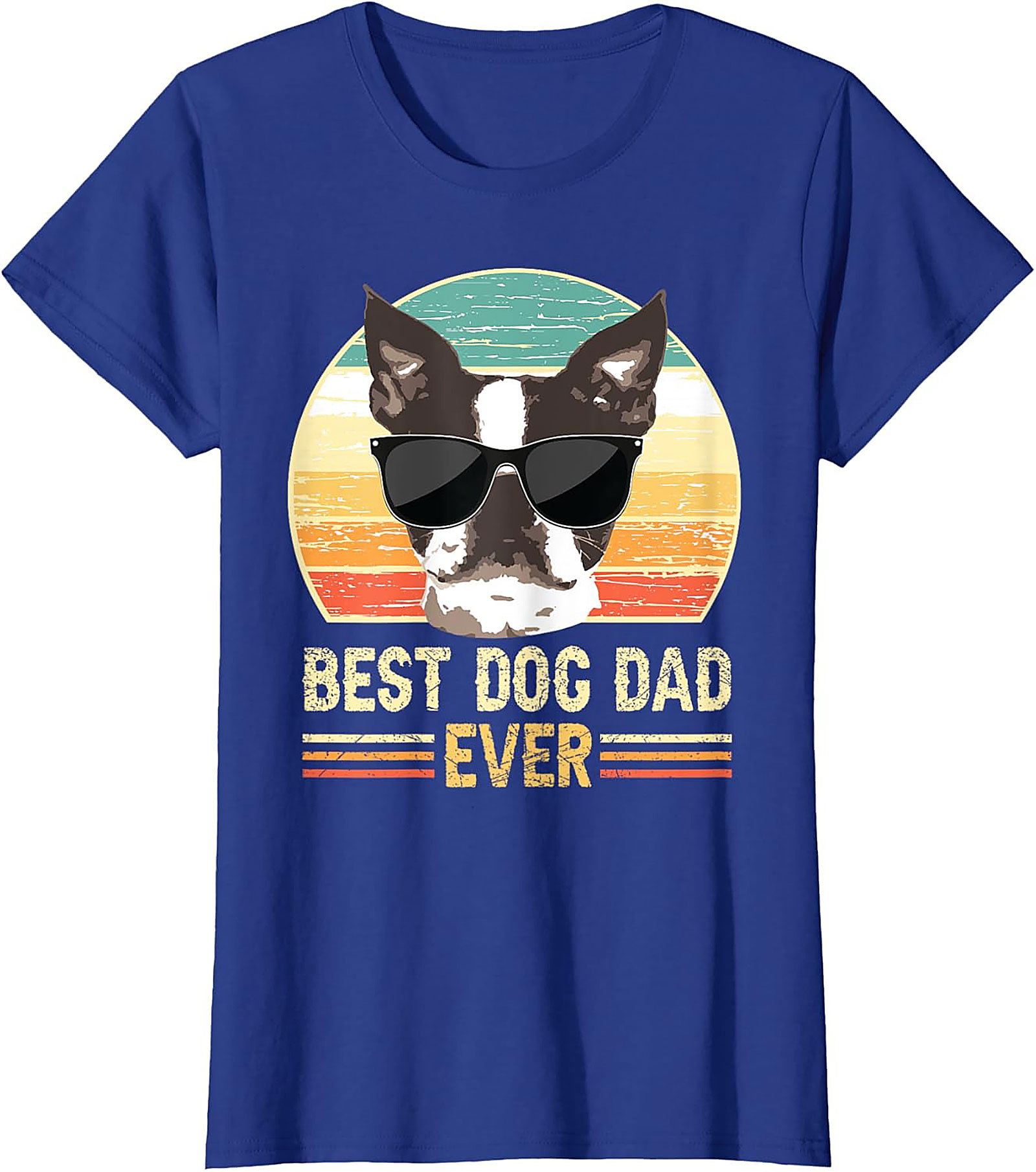 Best Dog Dad Ever Graphic Tee | Vintage Boston Terrier Dog Dad Shirt