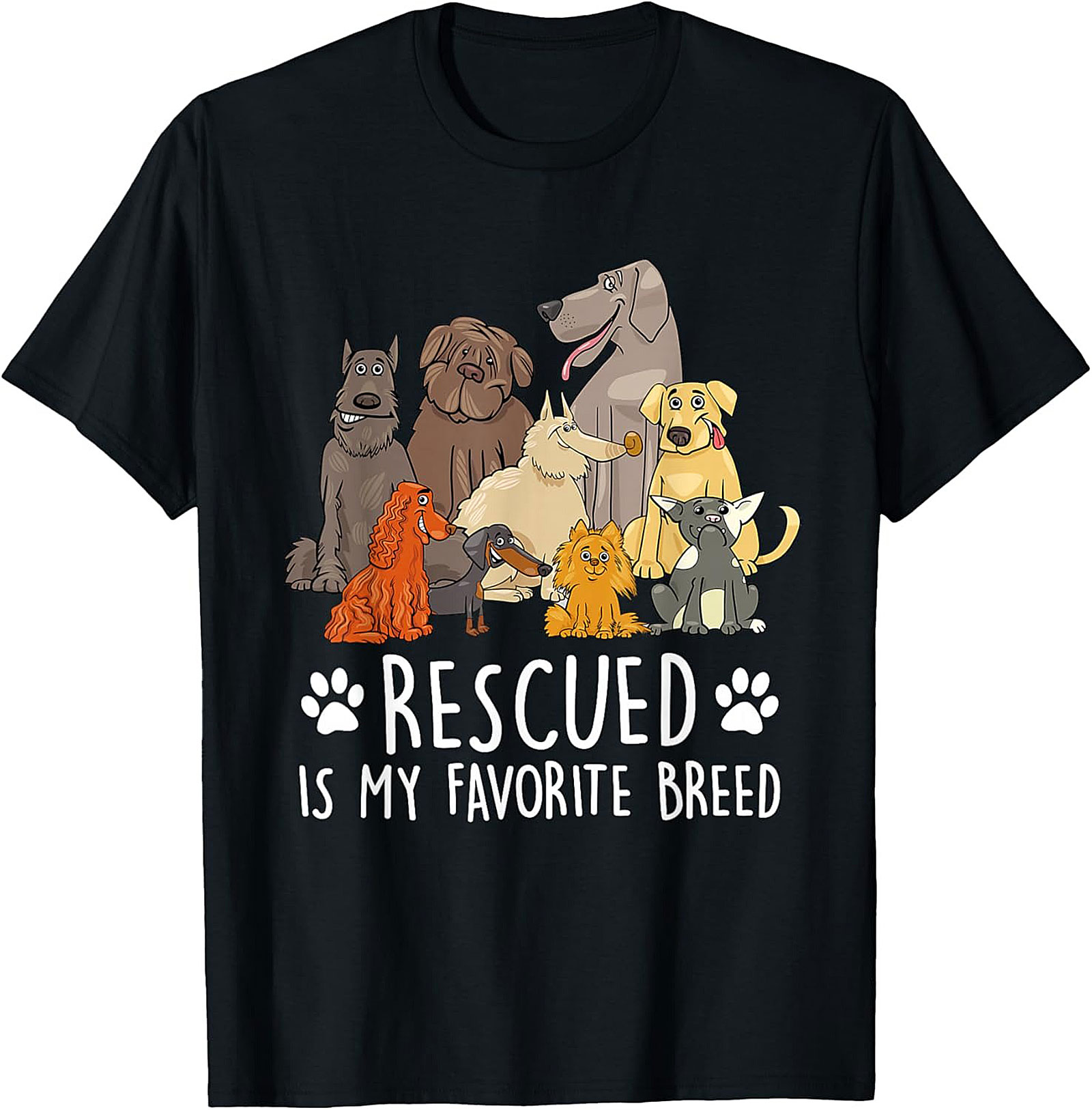Rescued Is My Favorite Breed Dog Rescue T-Shirt | Funny Animal Adoption Graphic Tee