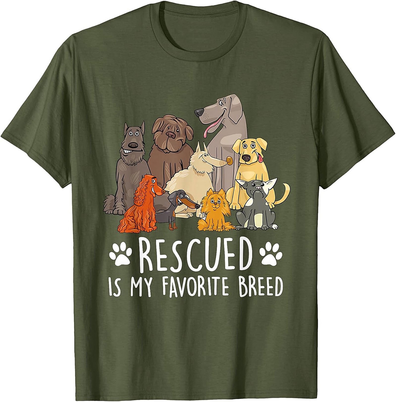 Rescued Is My Favorite Breed Dog Rescue T-Shirt | Funny Animal Adoption Graphic Tee