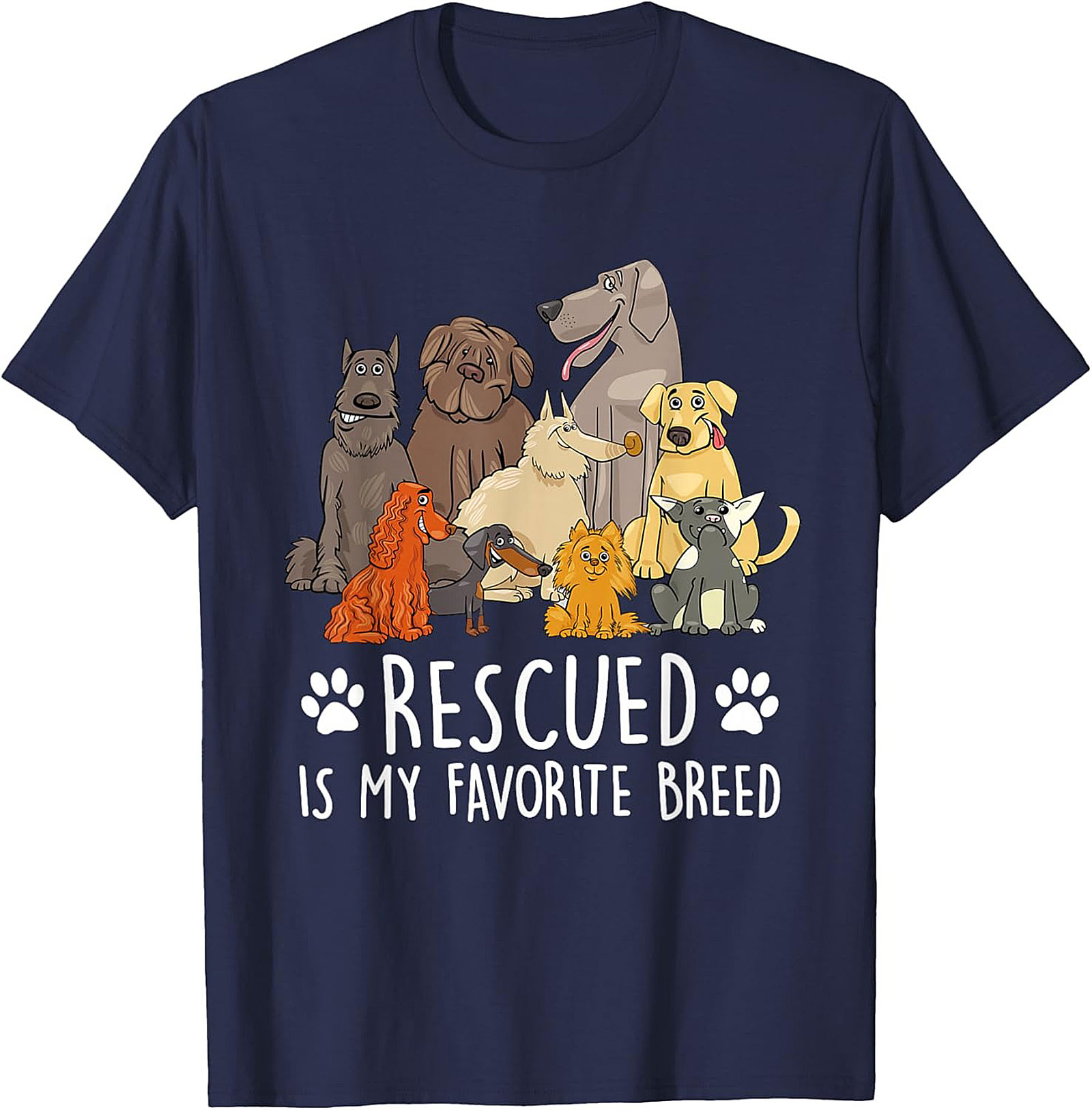 Rescued Is My Favorite Breed Dog Rescue T-Shirt | Funny Animal Adoption Graphic Tee