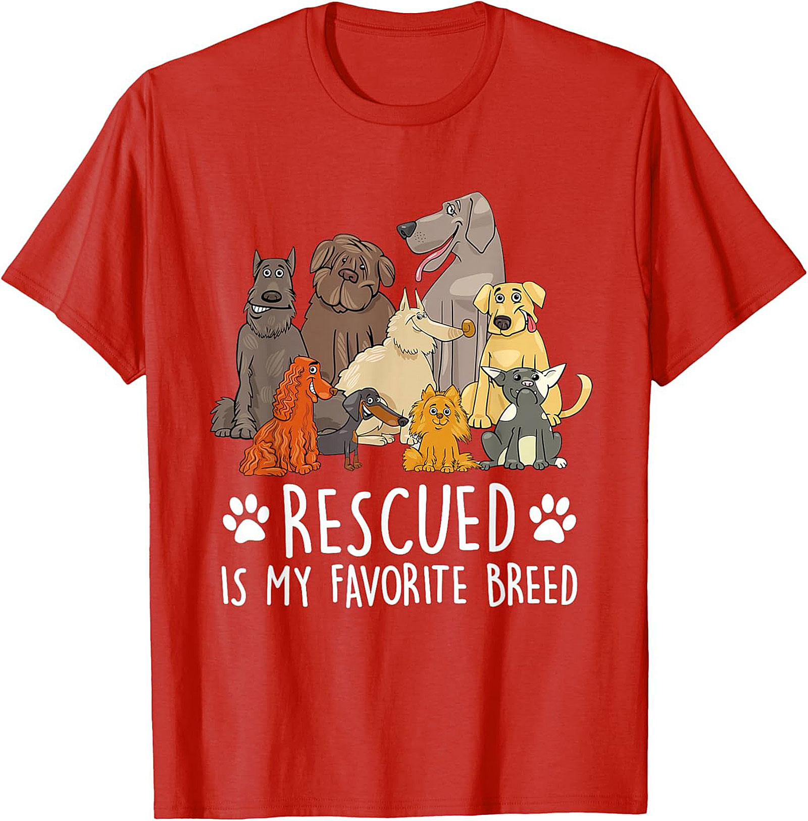 Rescued Is My Favorite Breed Dog Rescue T-Shirt | Funny Animal Adoption Graphic Tee