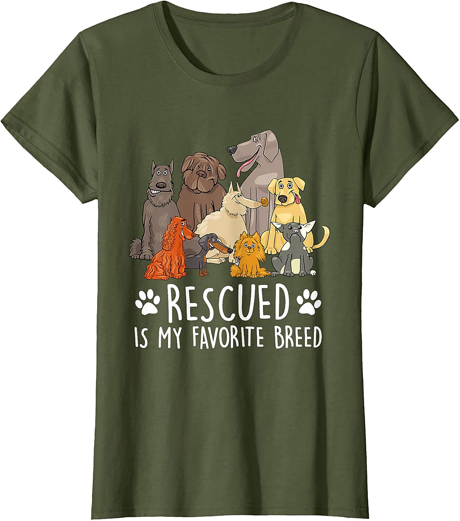 Rescued Is My Favorite Breed Dog Rescue T-Shirt | Funny Animal Adoption Graphic Tee