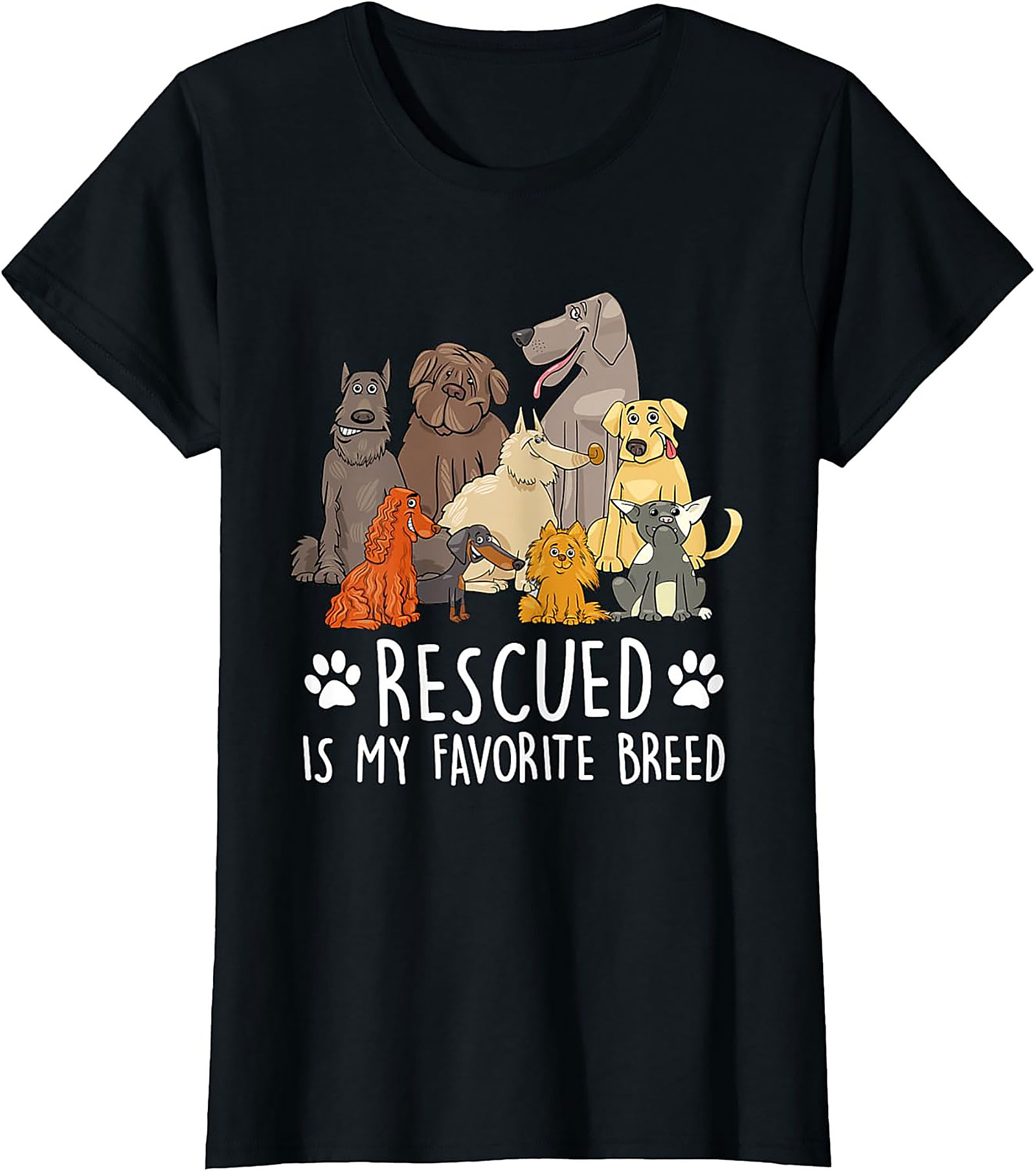 Rescued Is My Favorite Breed Dog Rescue T-Shirt | Funny Animal Adoption Graphic Tee