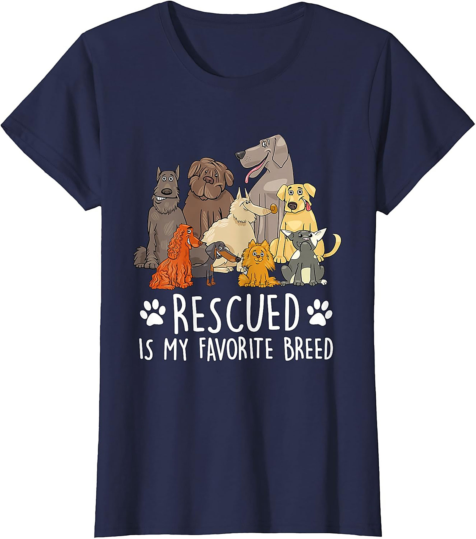 Rescued Is My Favorite Breed Dog Rescue T-Shirt | Funny Animal Adoption Graphic Tee