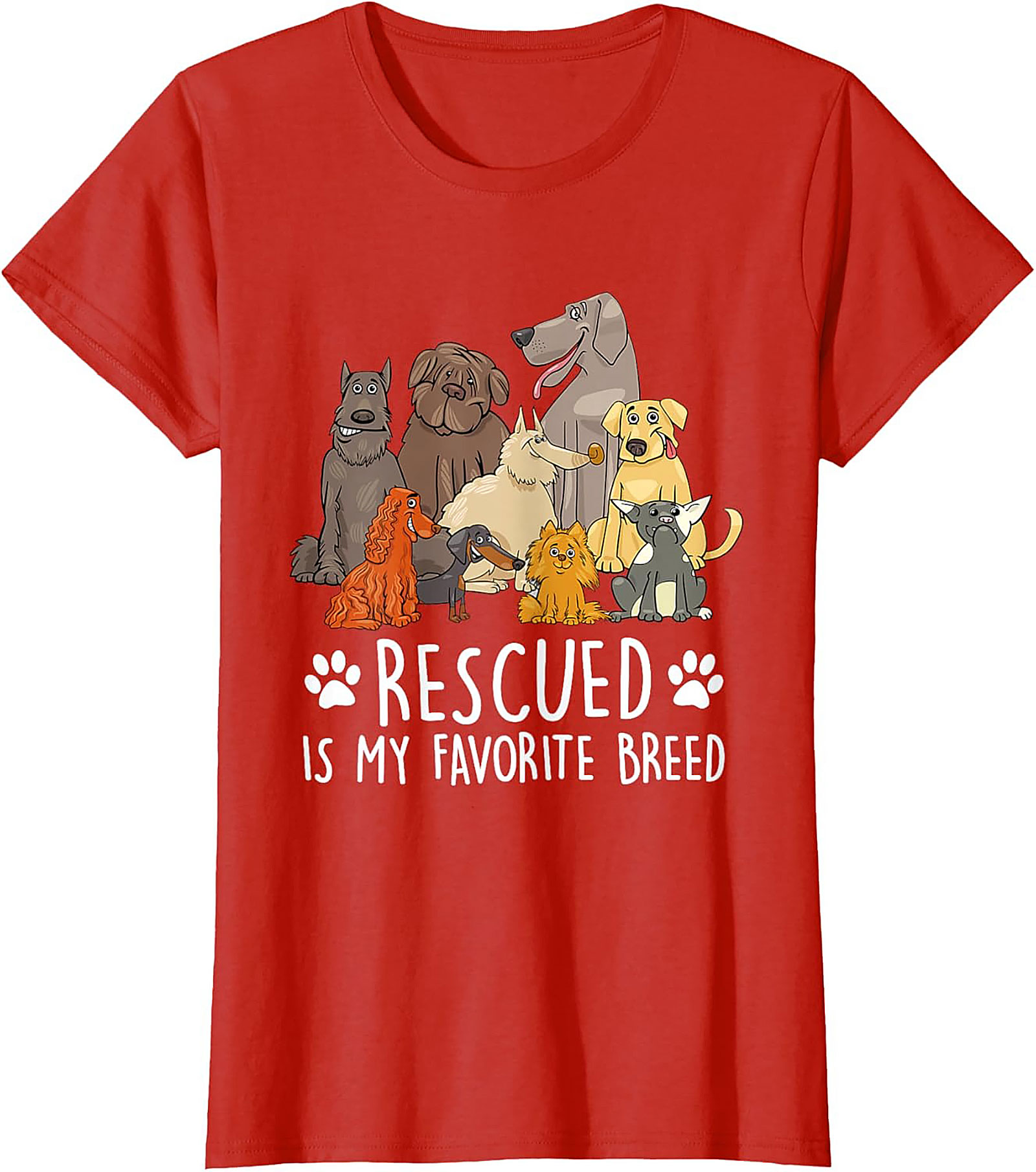 Rescued Is My Favorite Breed Dog Rescue T-Shirt | Funny Animal Adoption Graphic Tee