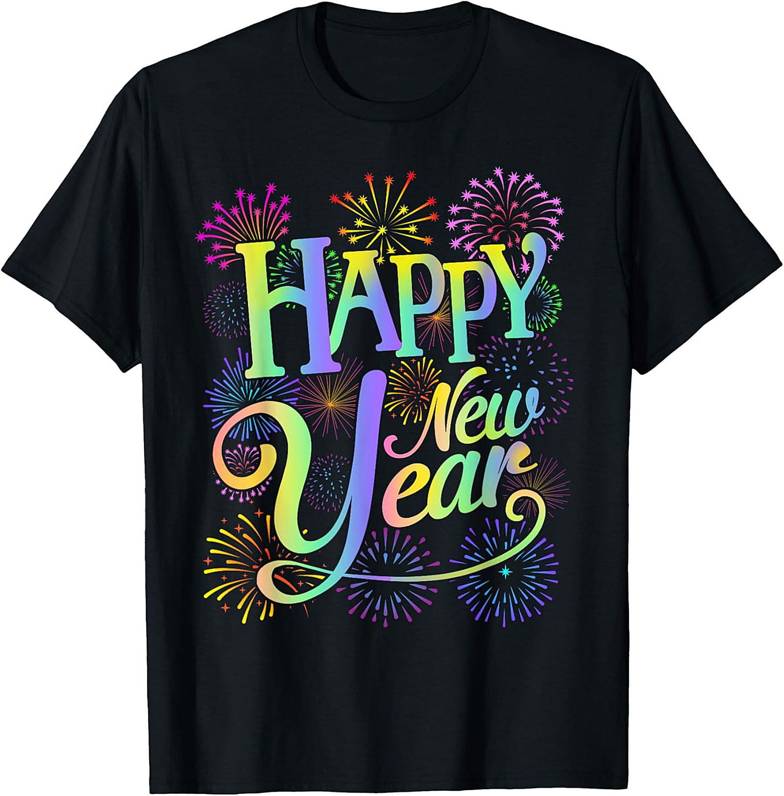  Happy New Year T-Shirt Festive Fireworks Graphic Tee