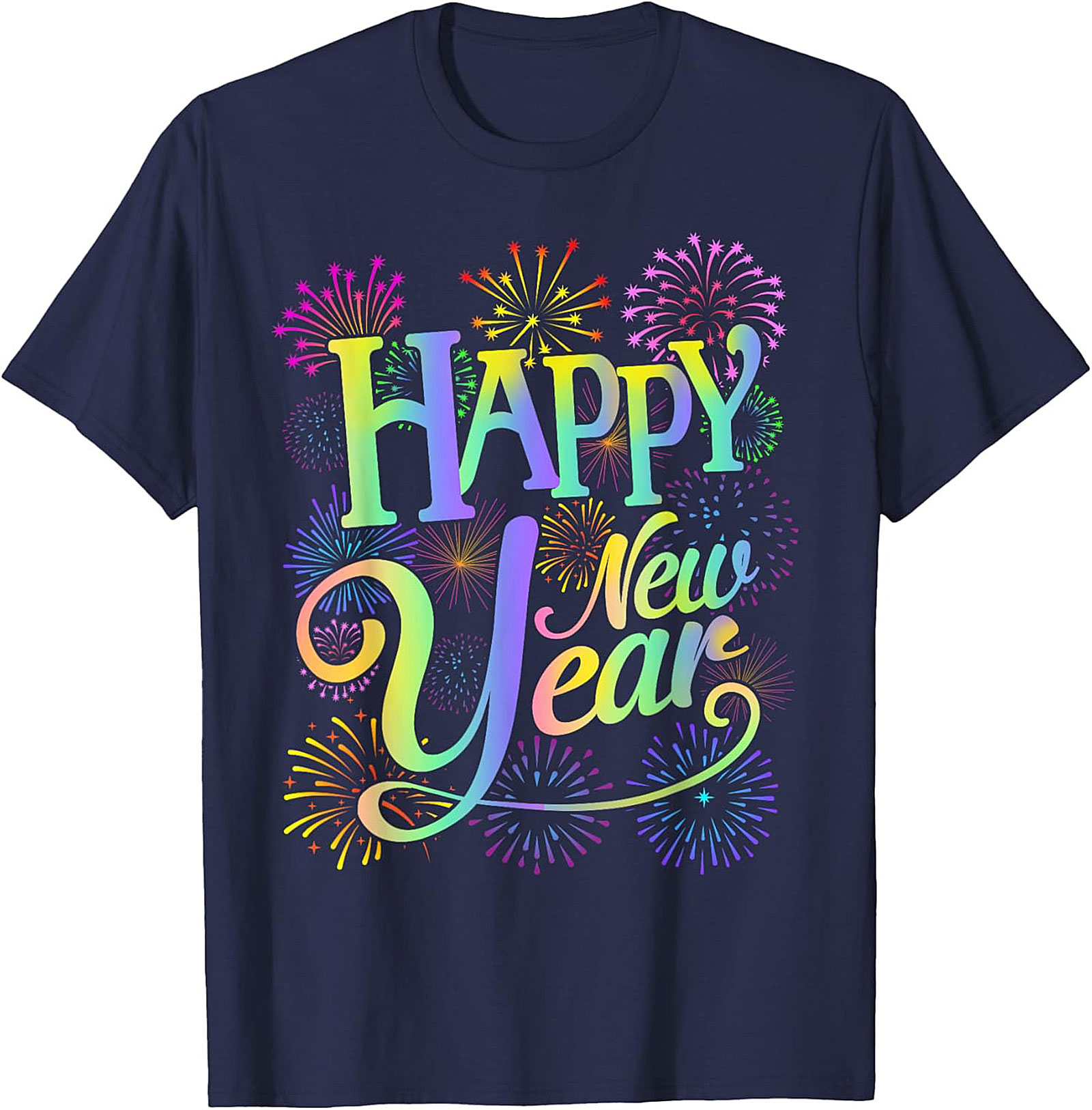  Happy New Year T-Shirt Festive Fireworks Graphic Tee