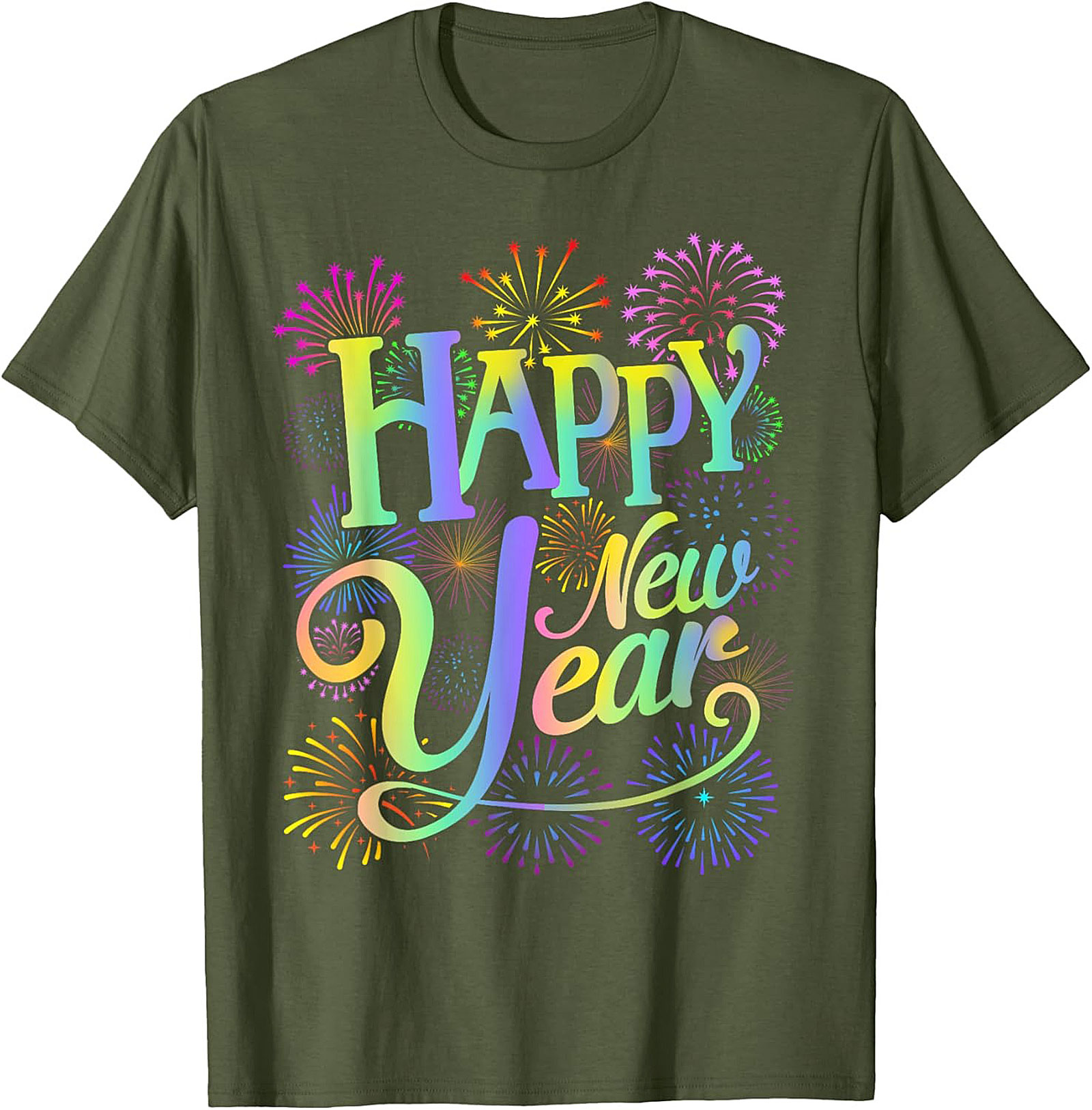  Happy New Year T-Shirt Festive Fireworks Graphic Tee