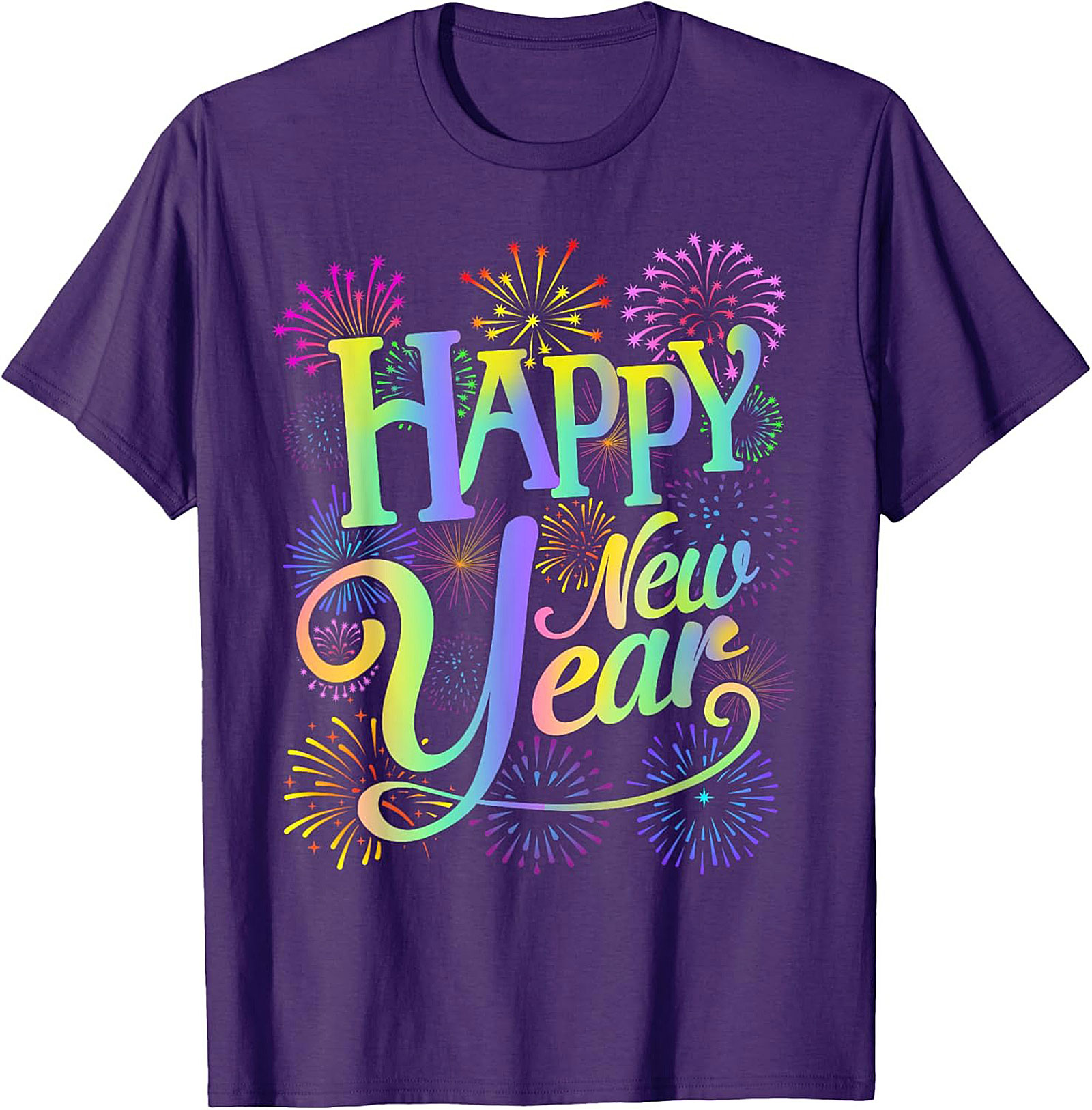  Happy New Year T-Shirt Festive Fireworks Graphic Tee