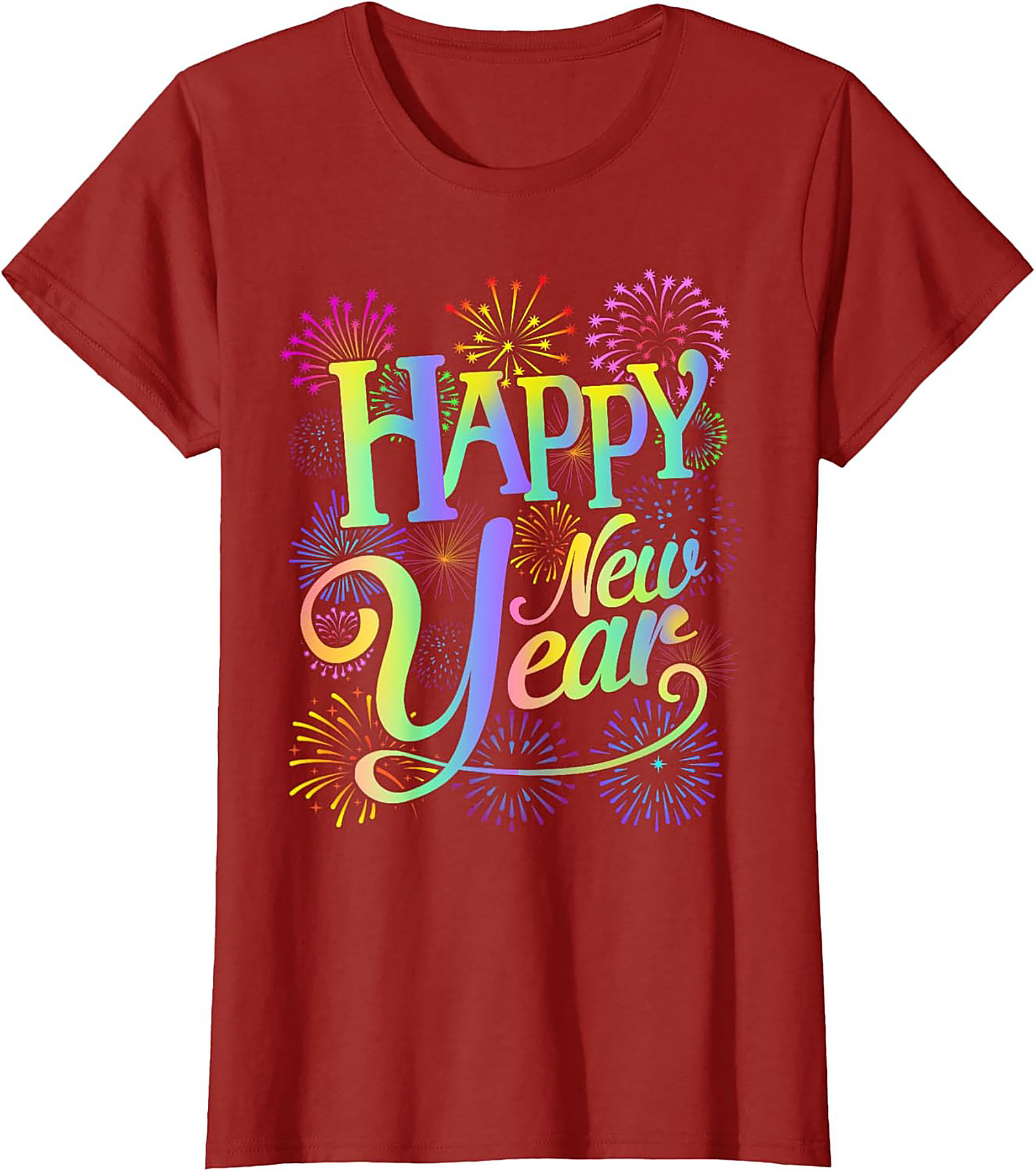  Happy New Year T-Shirt Festive Fireworks Graphic Tee