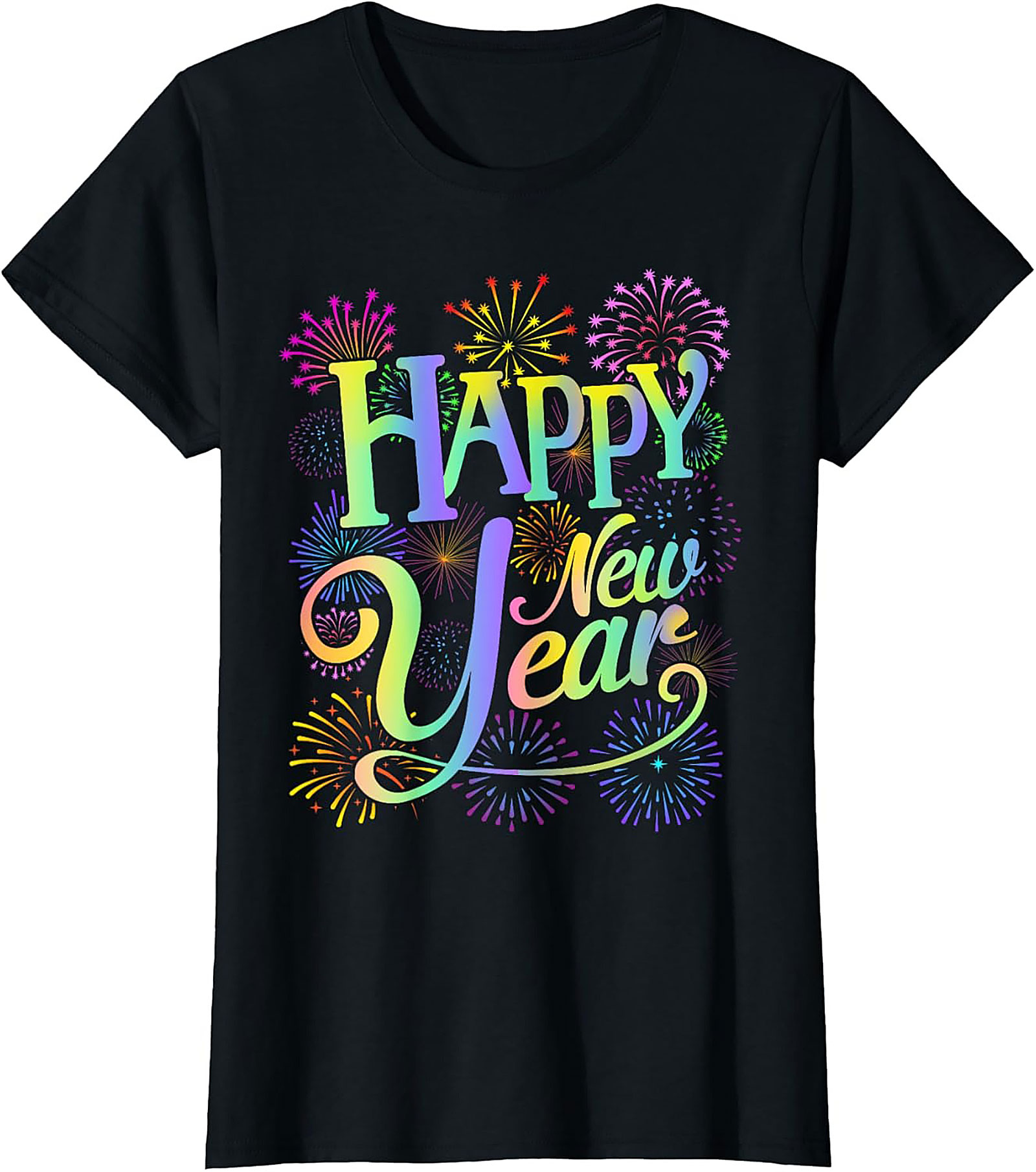  Happy New Year T-Shirt Festive Fireworks Graphic Tee