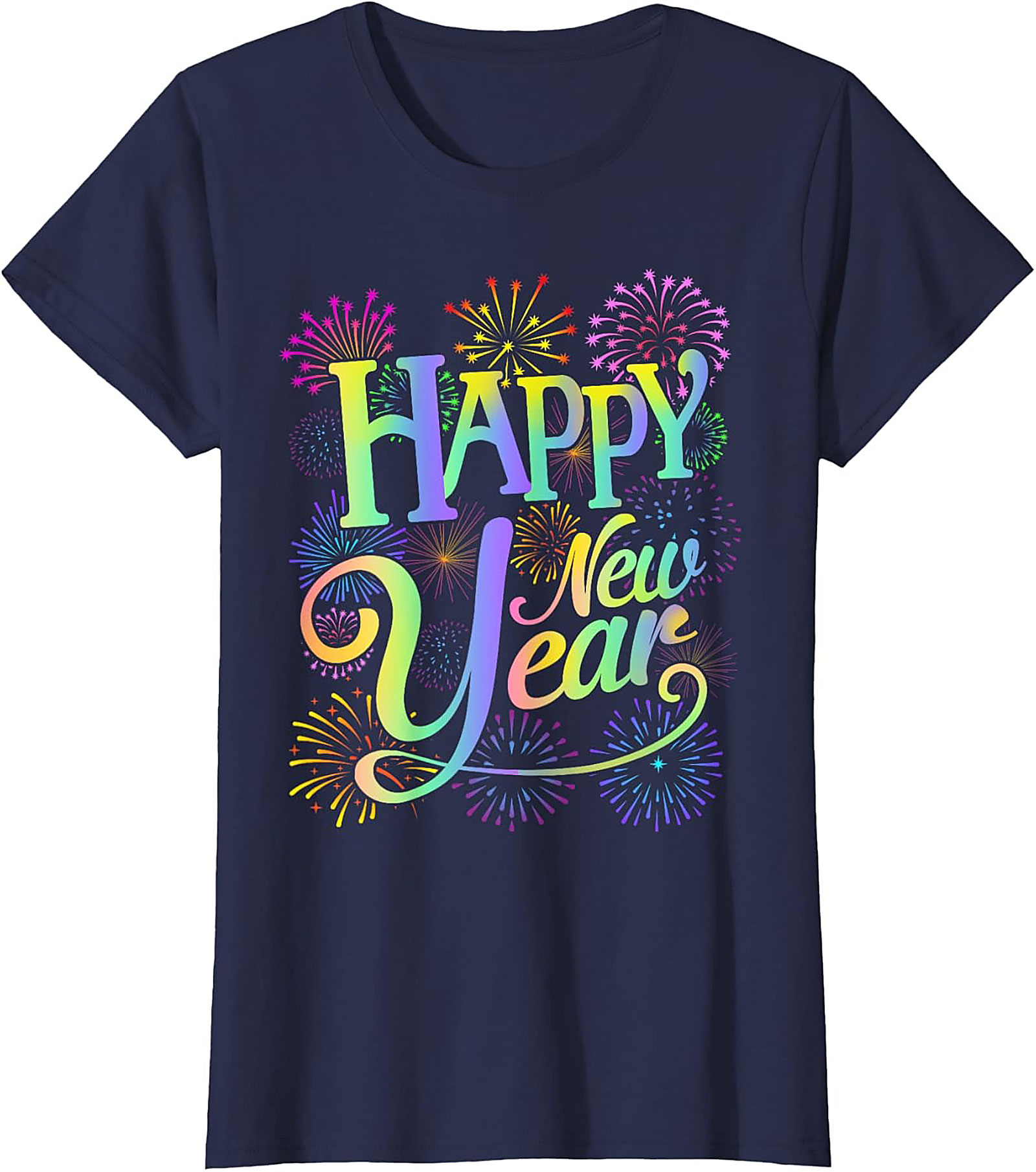  Happy New Year T-Shirt Festive Fireworks Graphic Tee