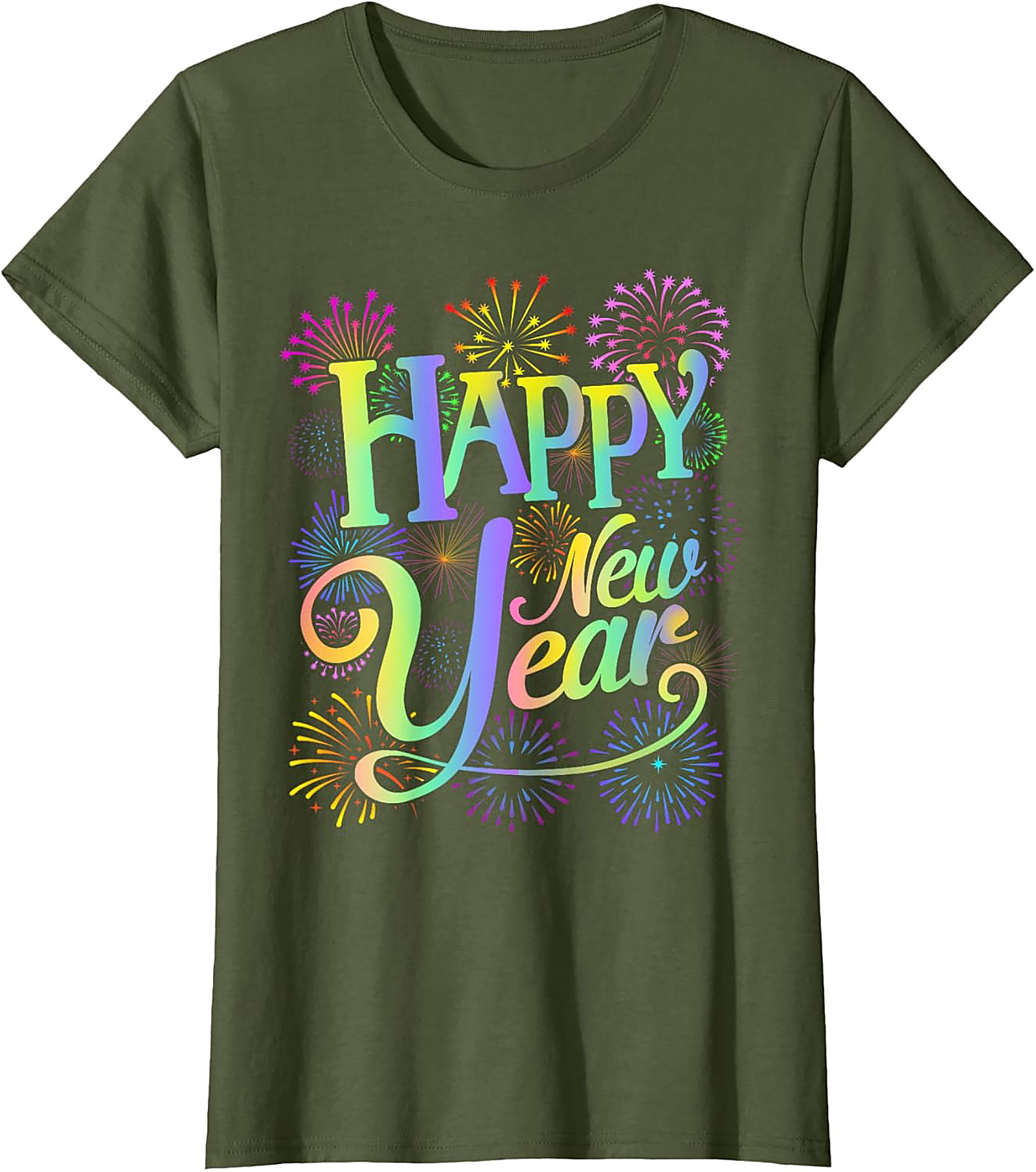  Happy New Year T-Shirt Festive Fireworks Graphic Tee