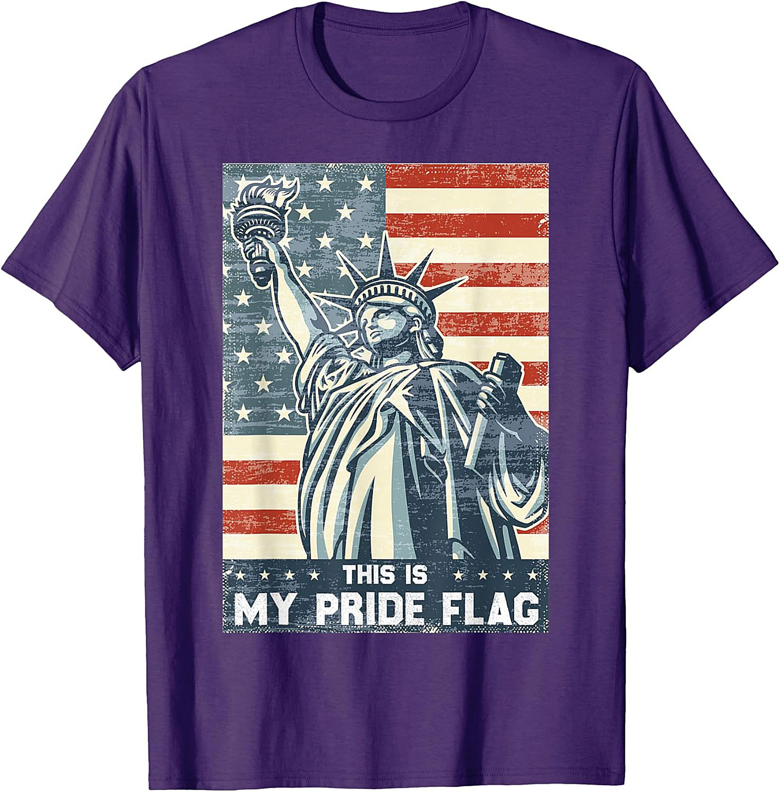 Patriotic Pride Flag Graphic Tee | Vintage Statue of Liberty Shirt