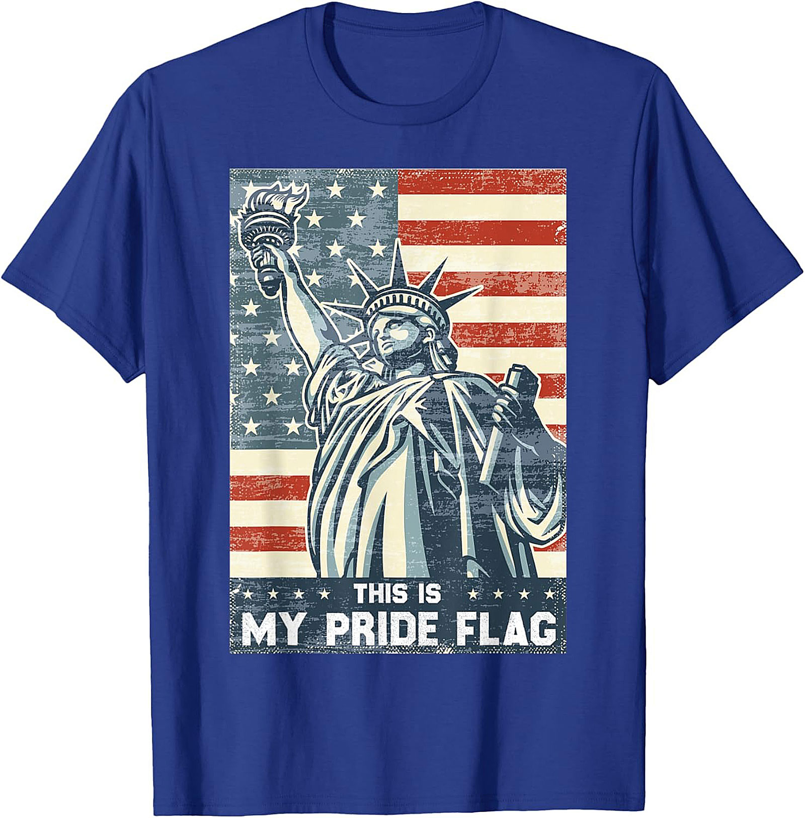 Patriotic Pride Flag Graphic Tee | Vintage Statue of Liberty Shirt