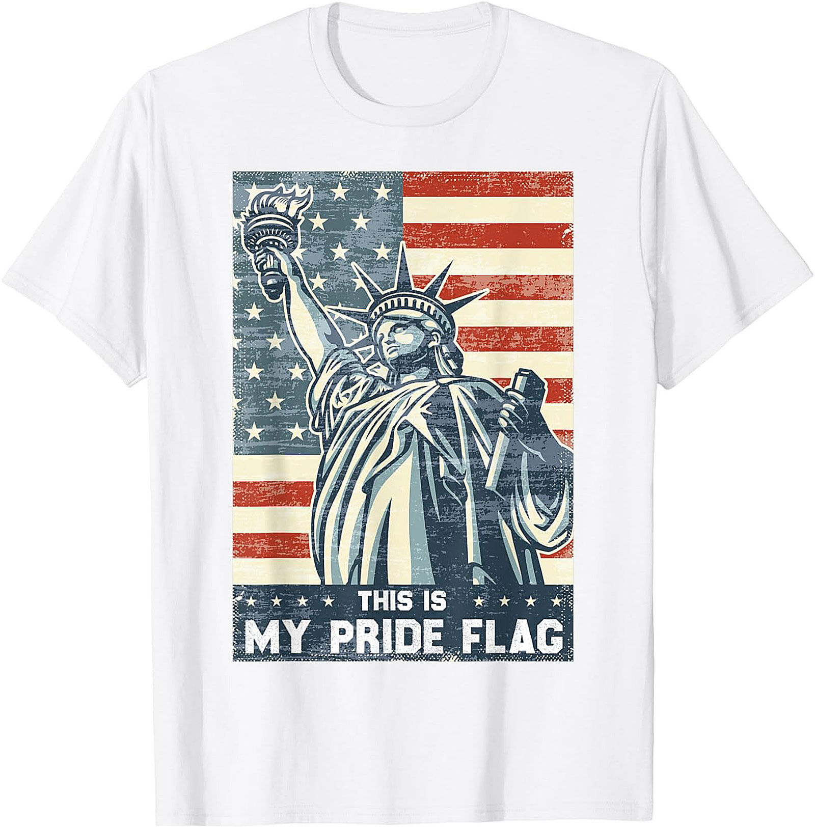 Patriotic Pride Flag Graphic Tee | Vintage Statue of Liberty Shirt
