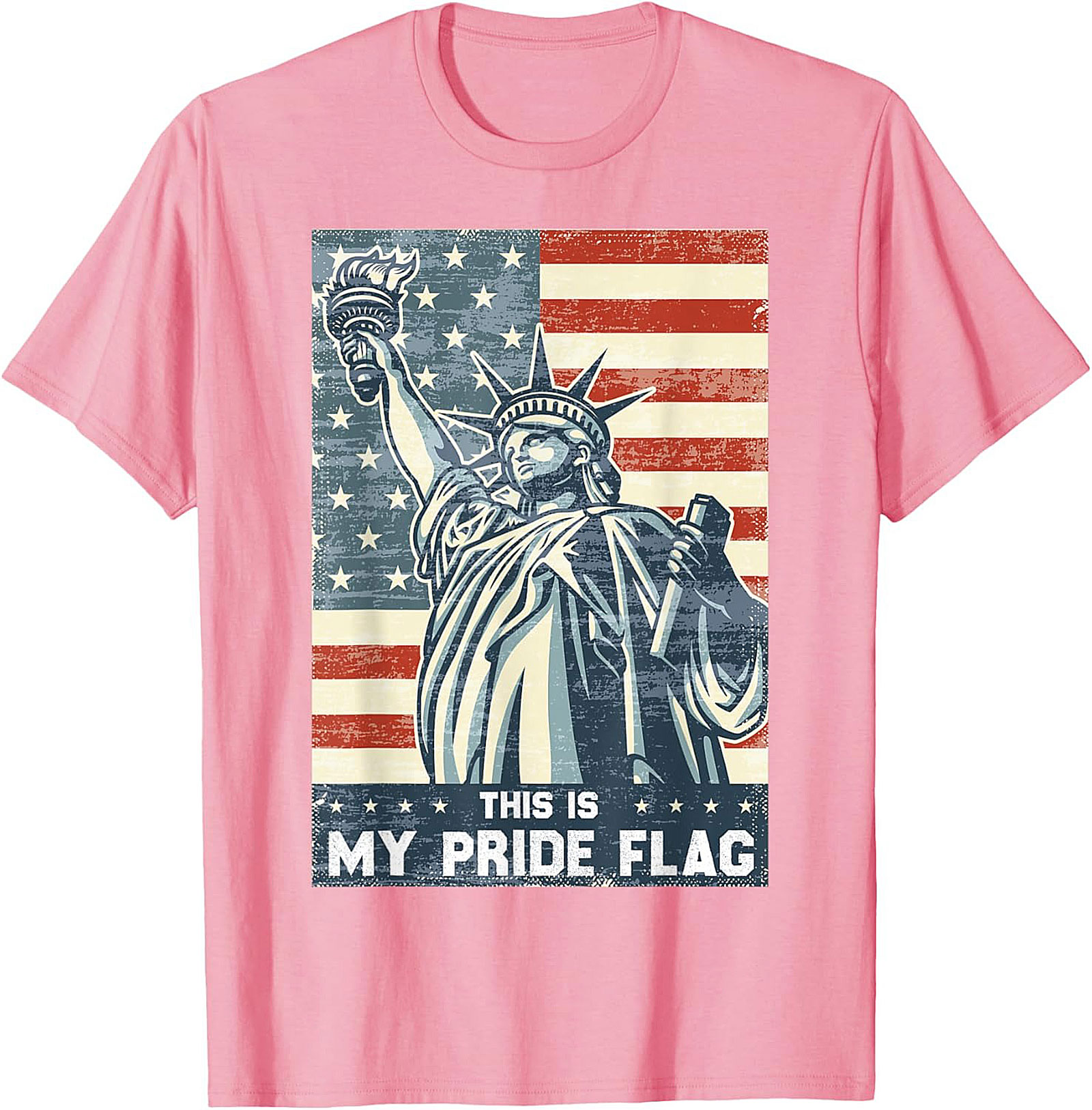 Patriotic Pride Flag Graphic Tee | Vintage Statue of Liberty Shirt