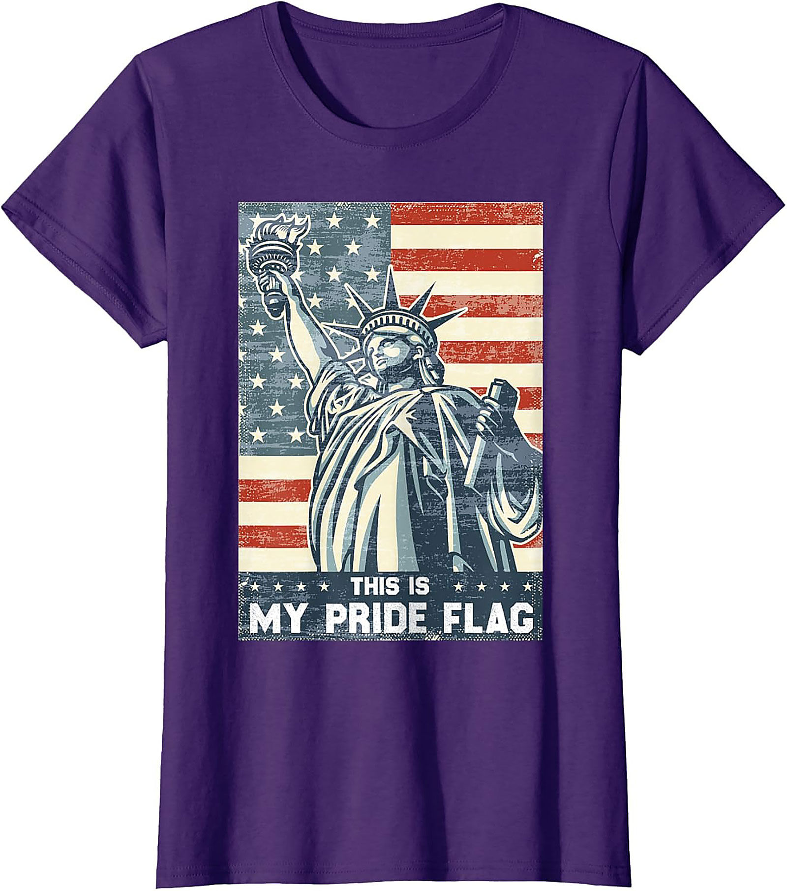 Patriotic Pride Flag Graphic Tee | Vintage Statue of Liberty Shirt