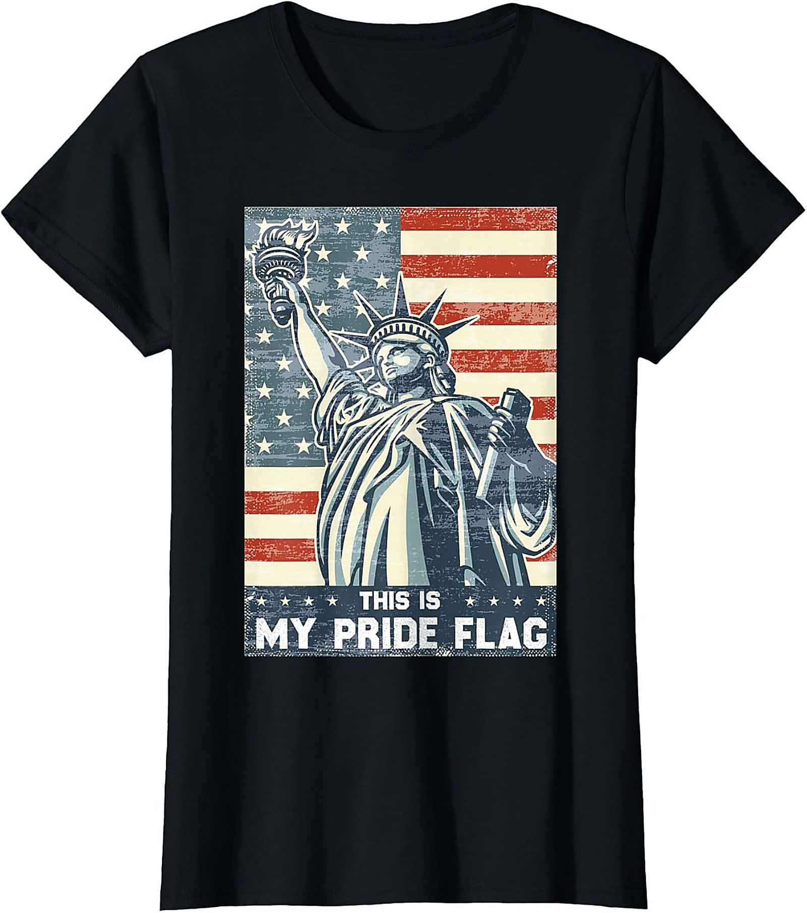 Patriotic Pride Flag Graphic Tee | Vintage Statue of Liberty Shirt