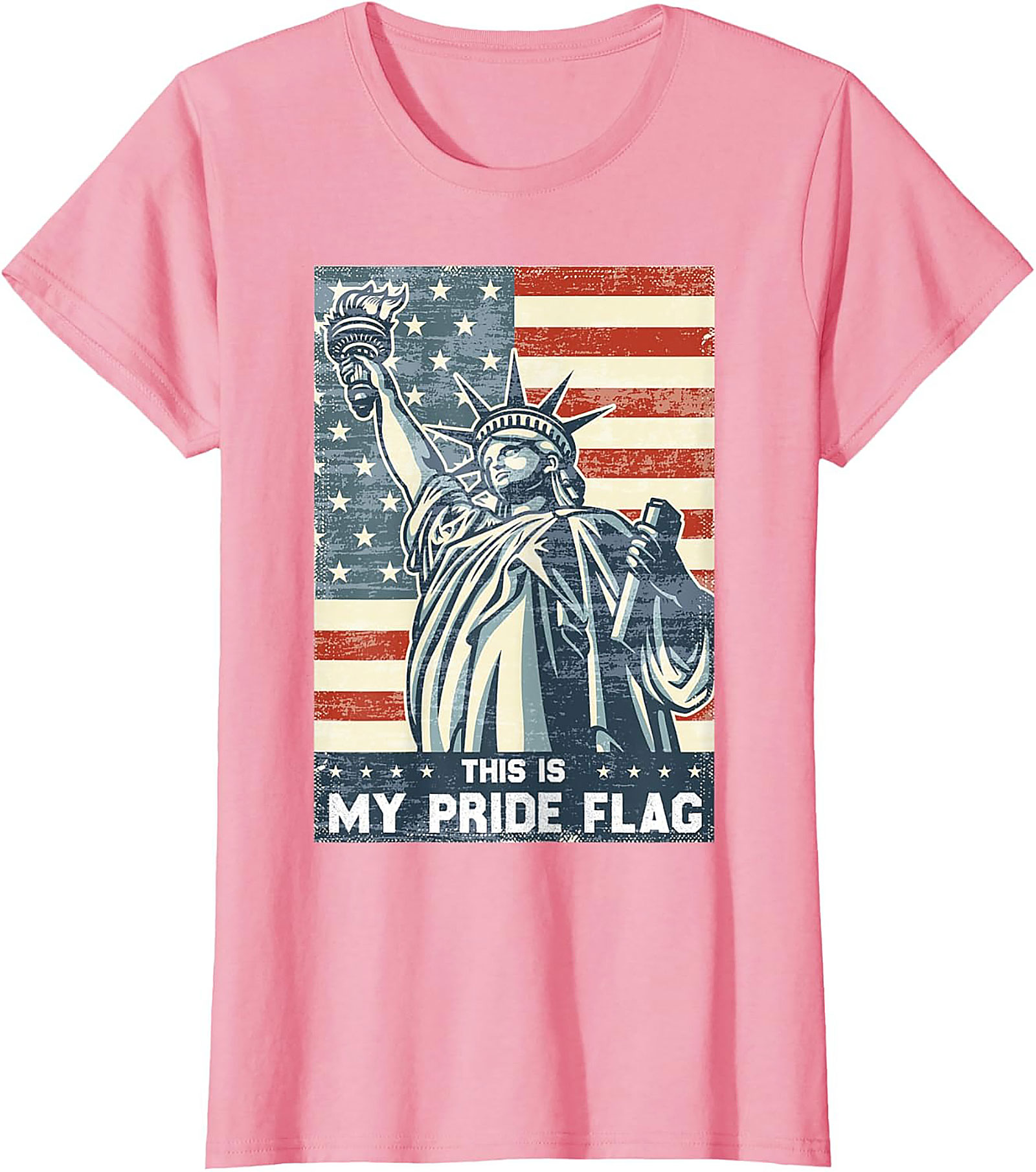 Patriotic Pride Flag Graphic Tee | Vintage Statue of Liberty Shirt