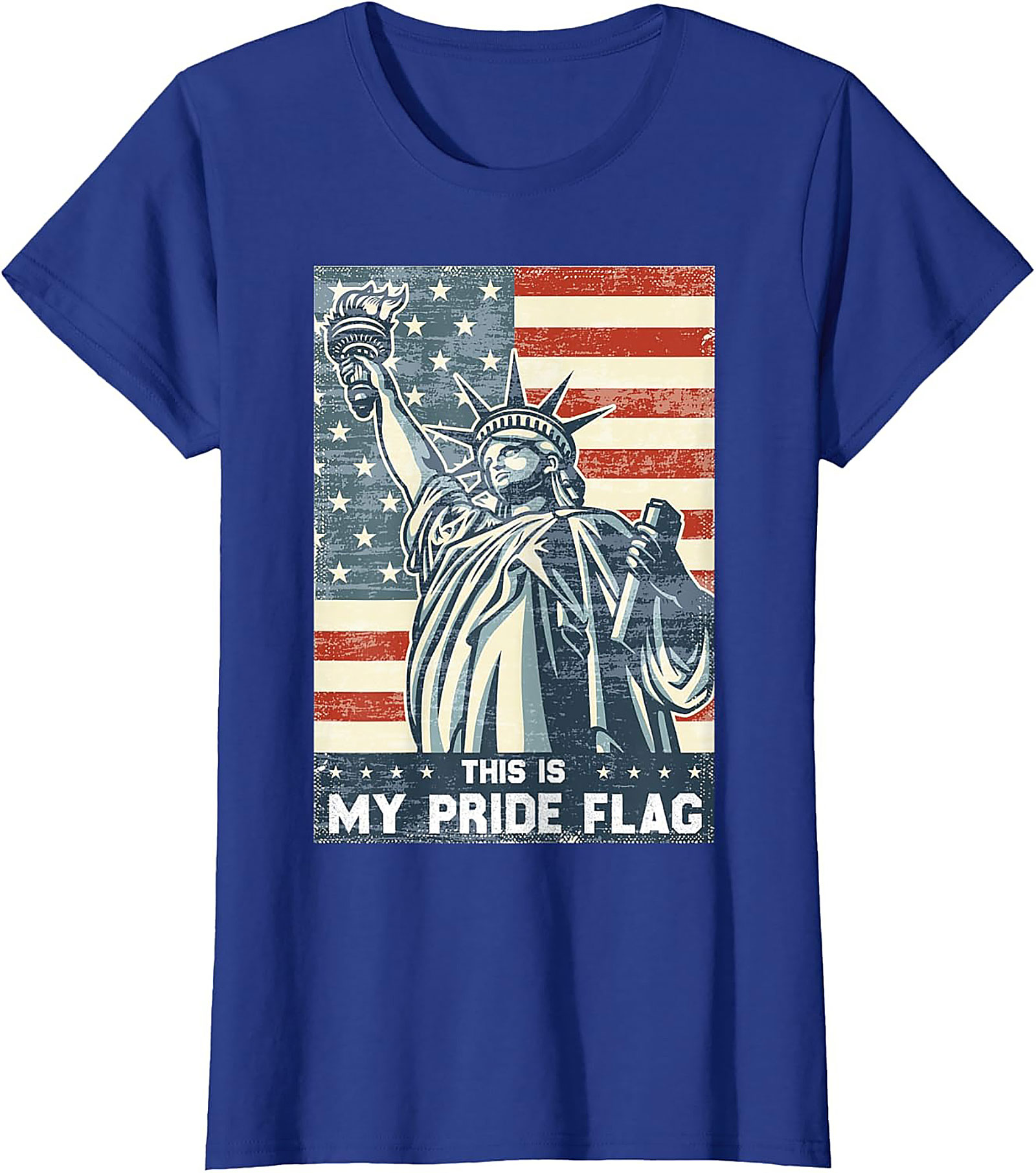 Patriotic Pride Flag Graphic Tee | Vintage Statue of Liberty Shirt