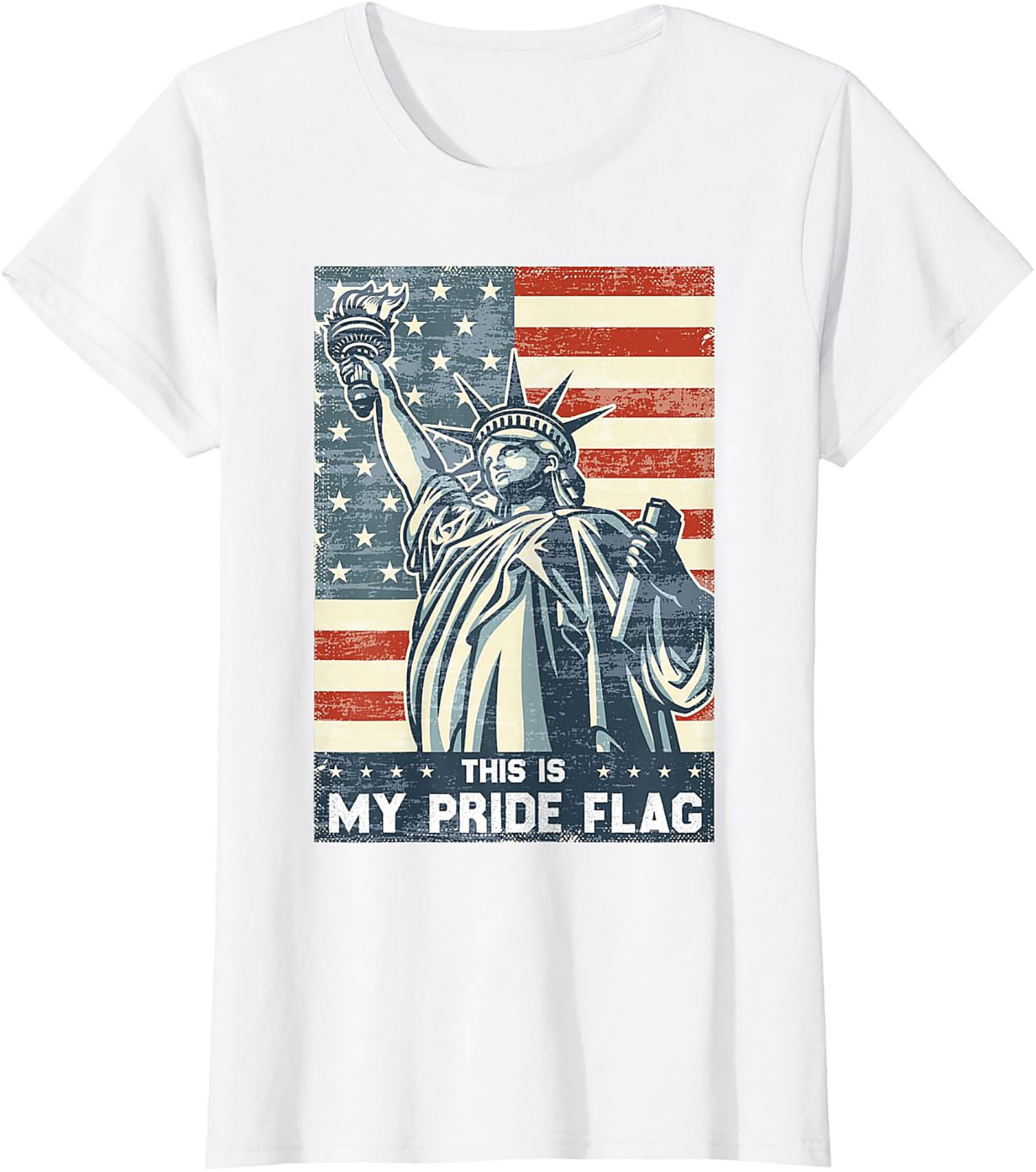 Patriotic Pride Flag Graphic Tee | Vintage Statue of Liberty Shirt
