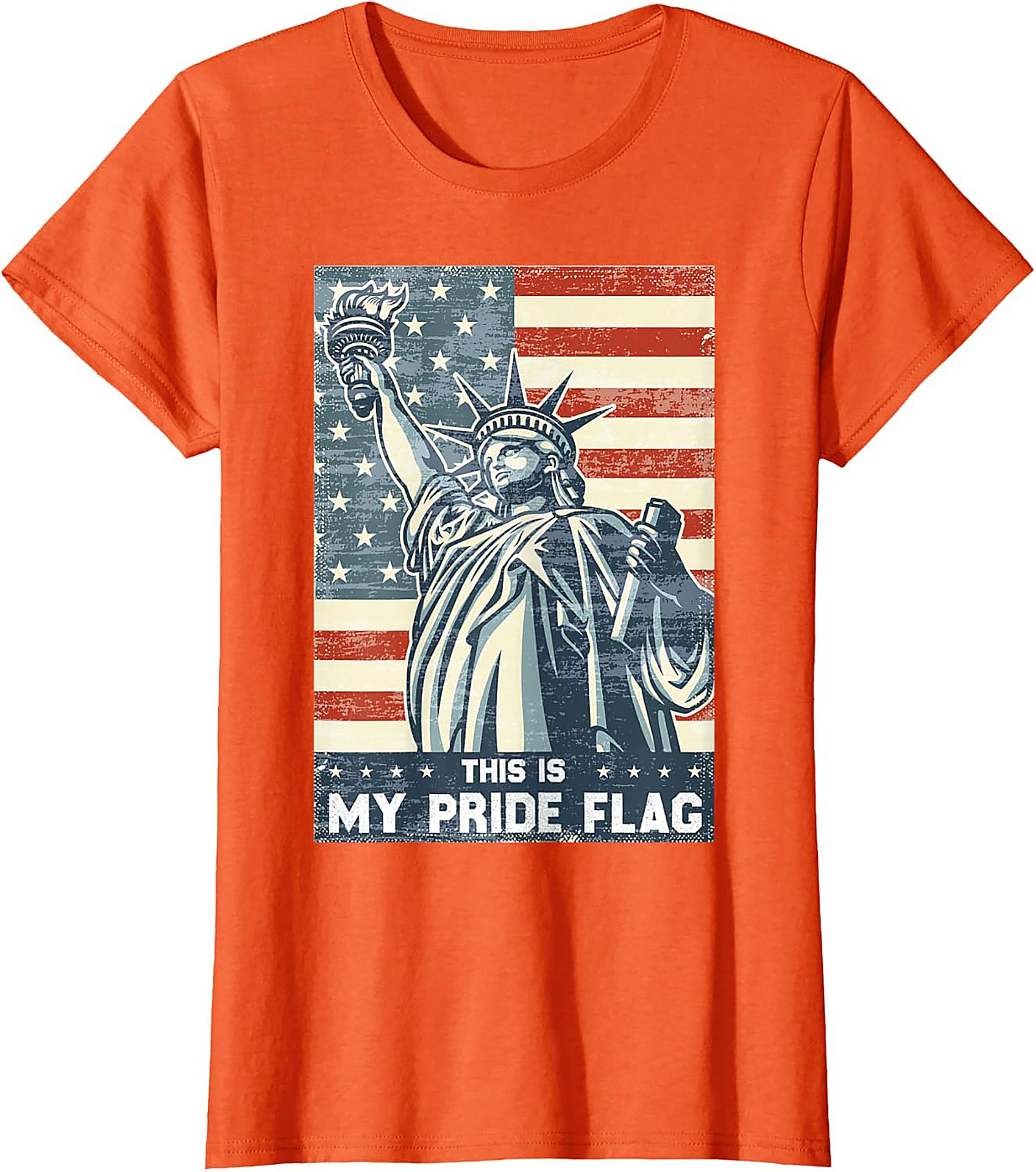 Patriotic Pride Flag Graphic Tee | Vintage Statue of Liberty Shirt