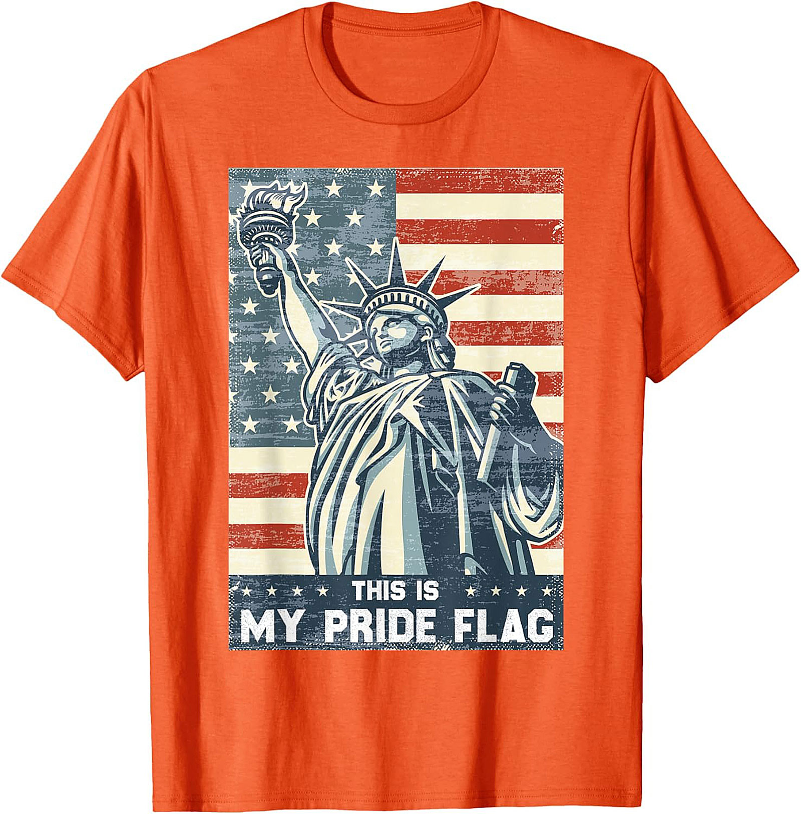 Patriotic Pride Flag Graphic Tee | Vintage Statue of Liberty Shirt