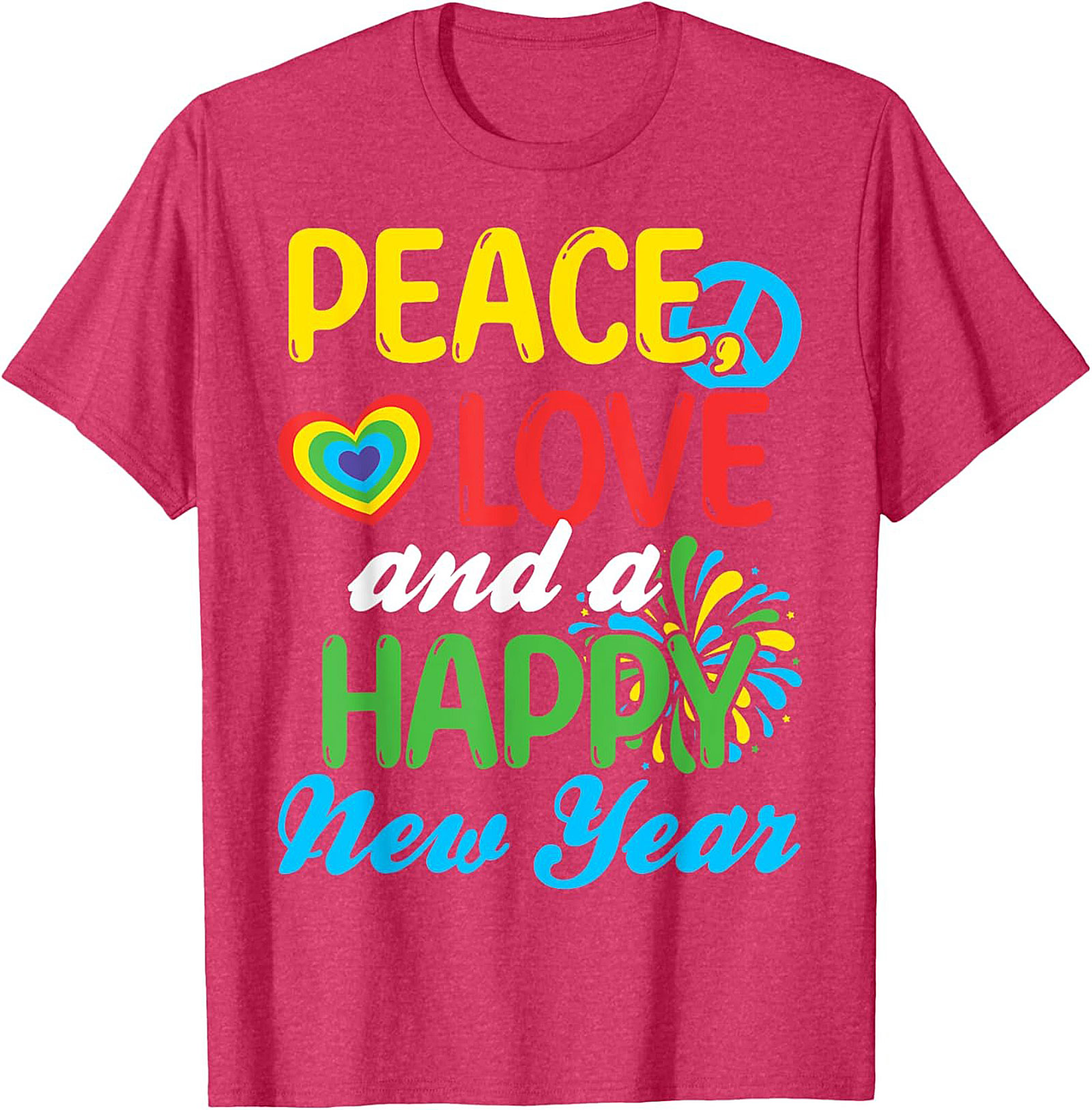  Peace Love Happy New Year T-shirt Retro Tee