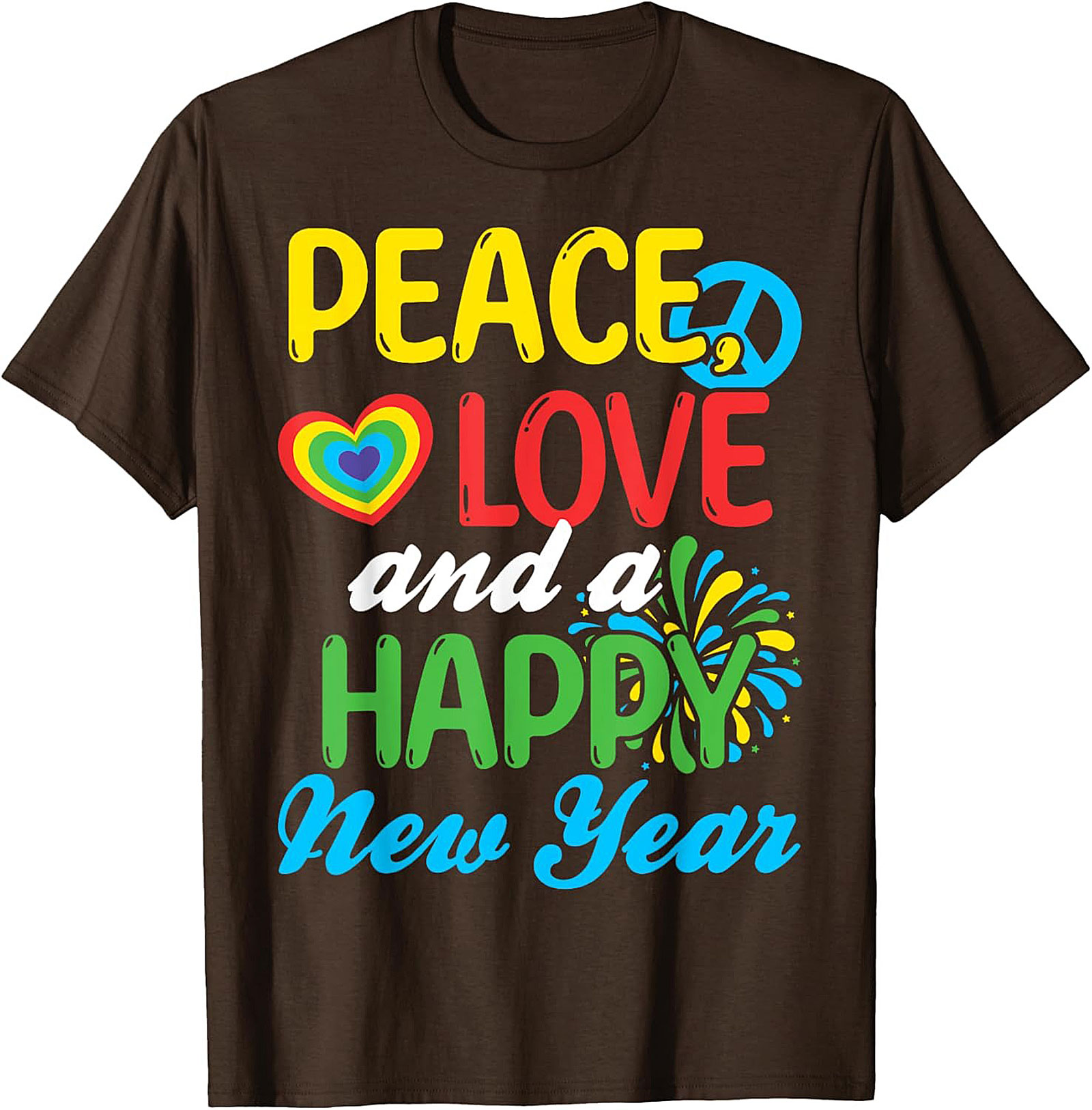  Peace Love Happy New Year T-shirt Retro Tee