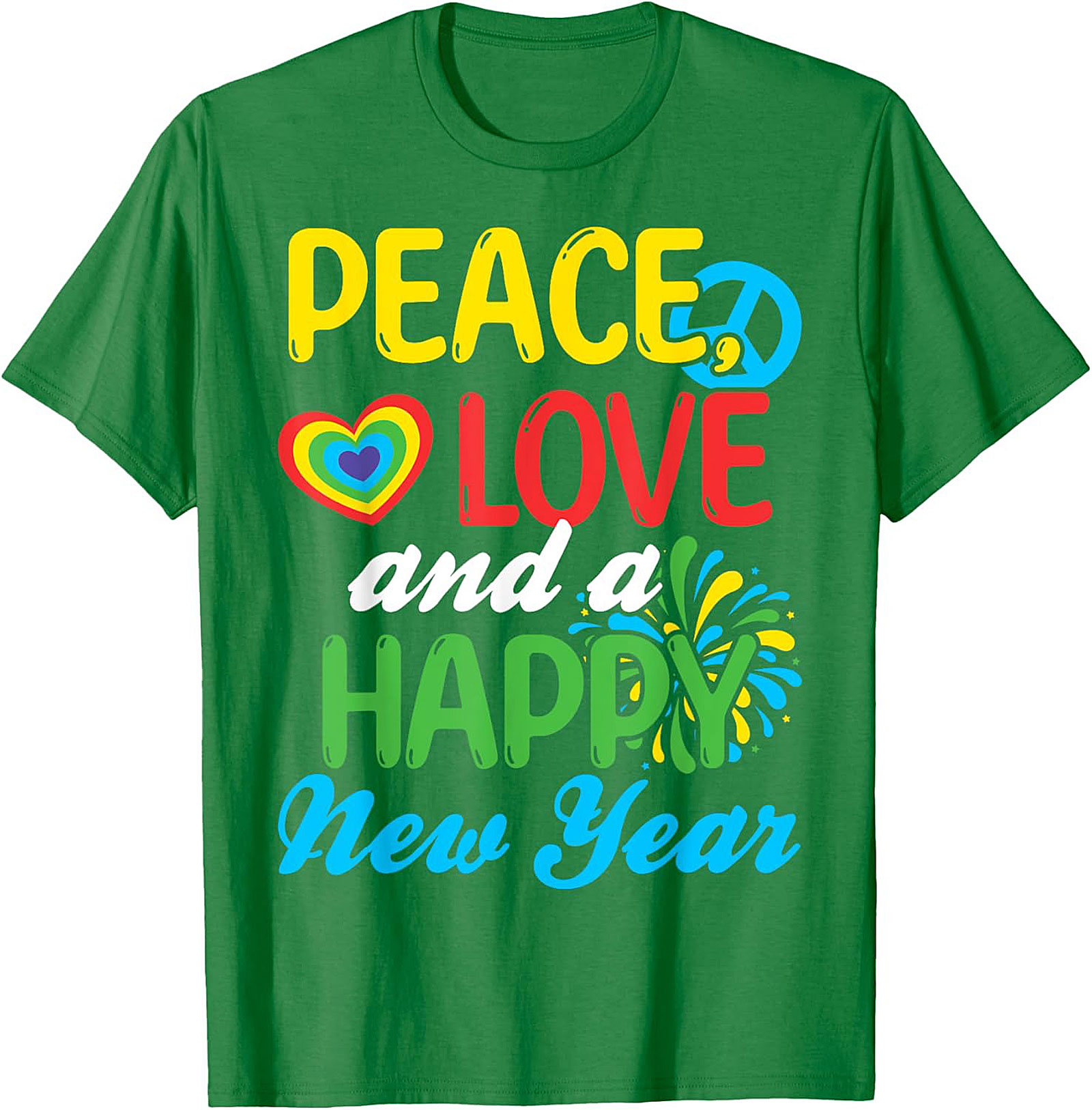  Peace Love Happy New Year T-shirt Retro Tee