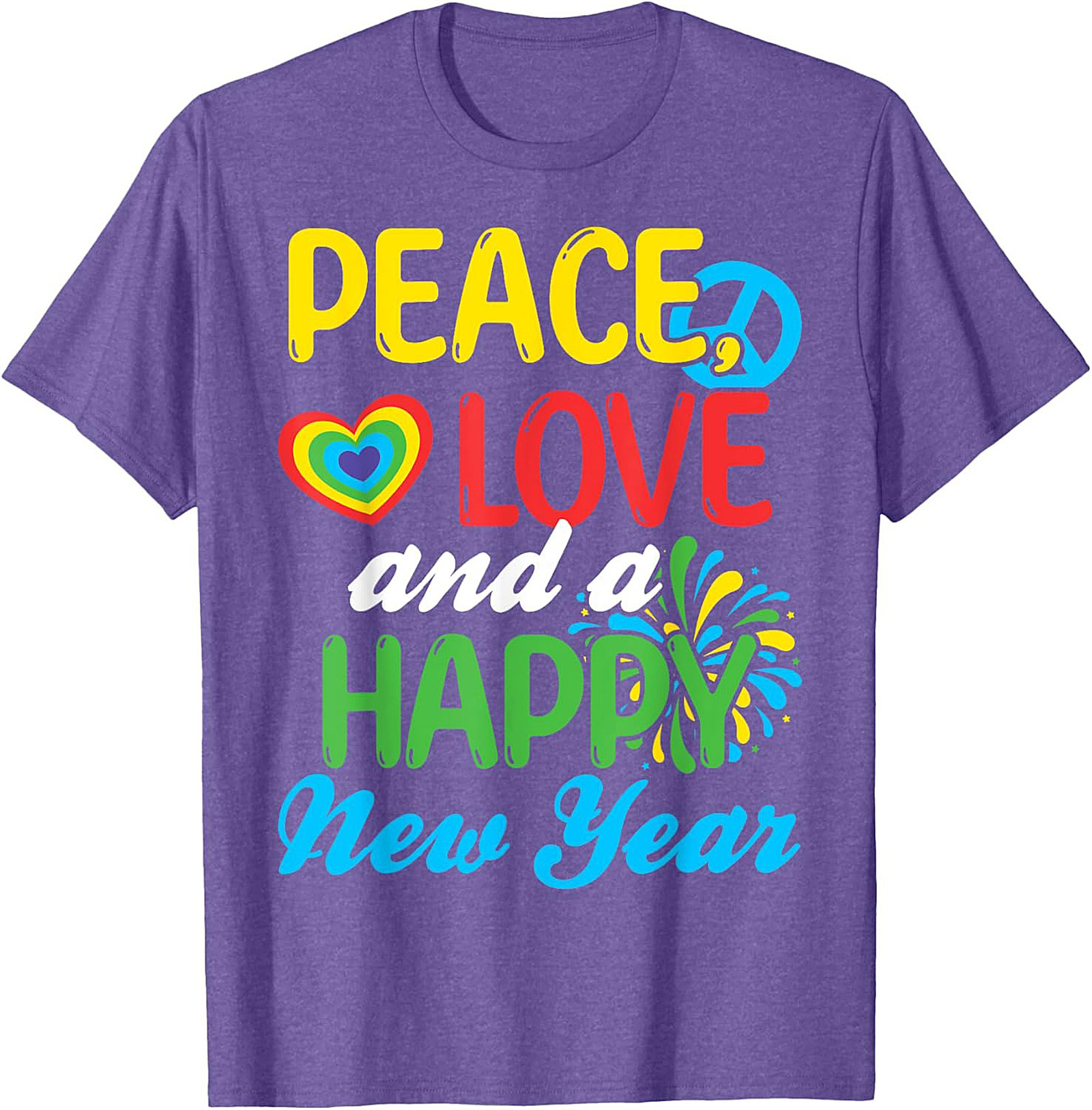  Peace Love Happy New Year T-shirt Retro Tee