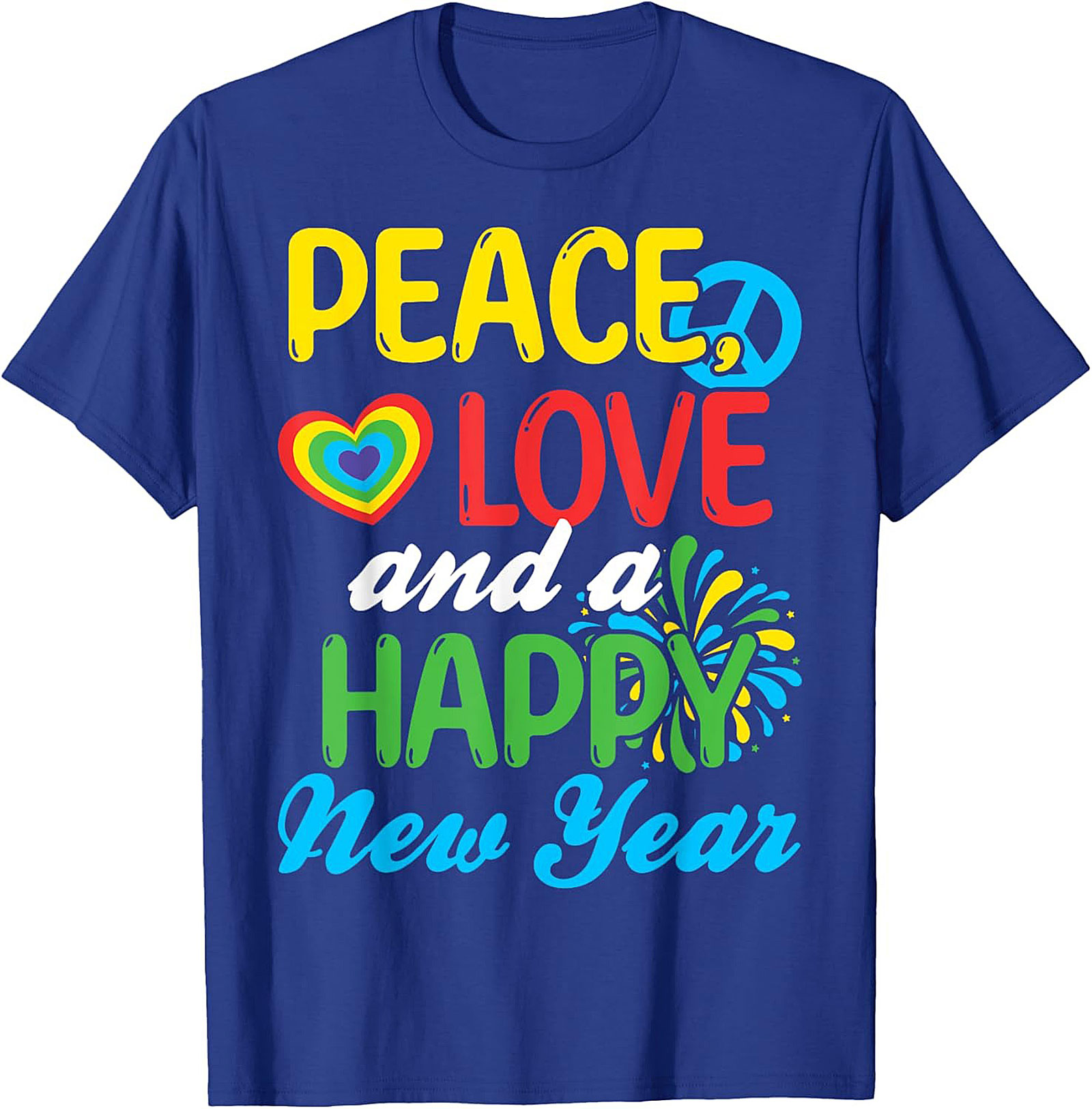  Peace Love Happy New Year T-shirt Retro Tee