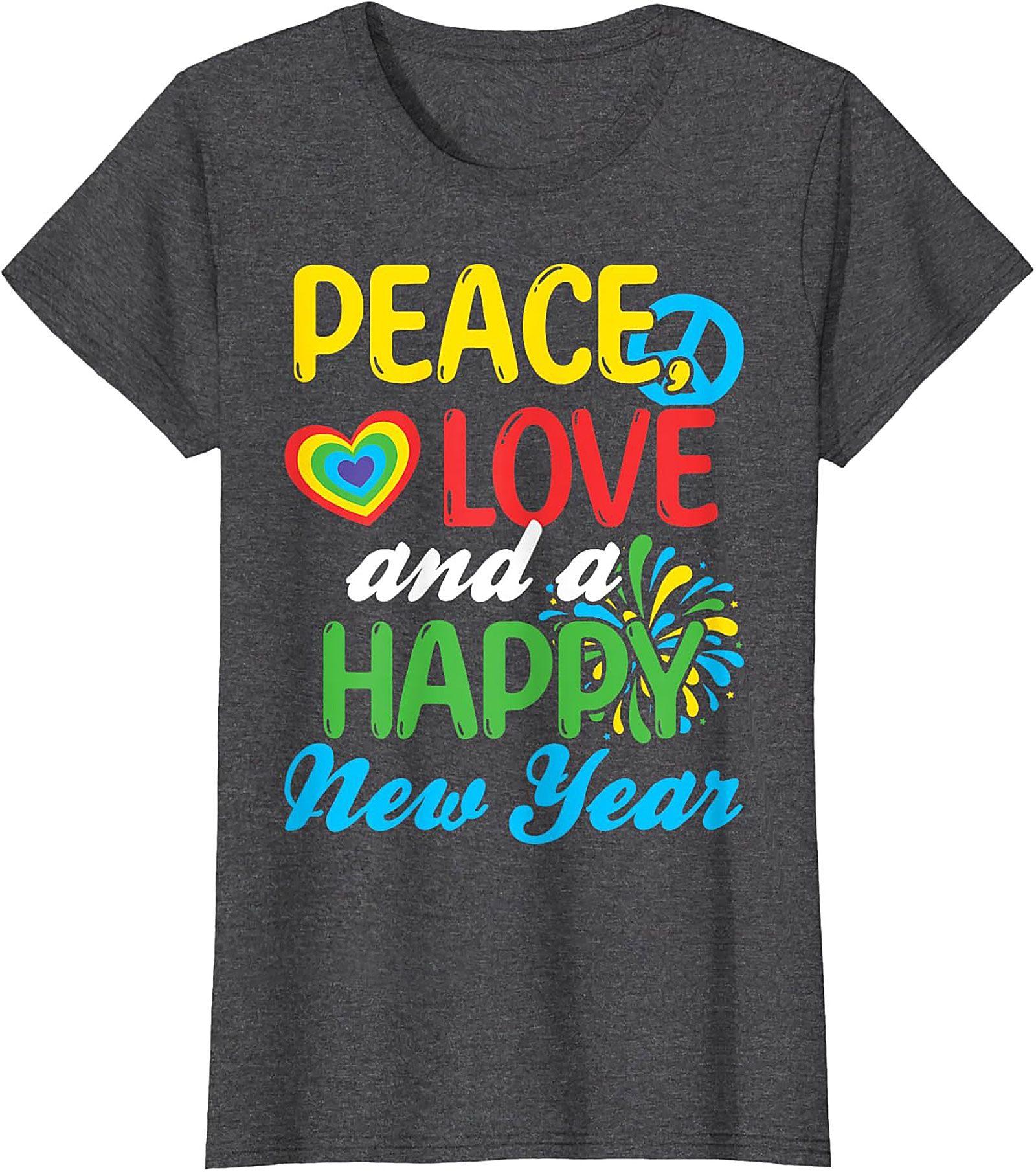  Peace Love Happy New Year T-shirt Retro Tee