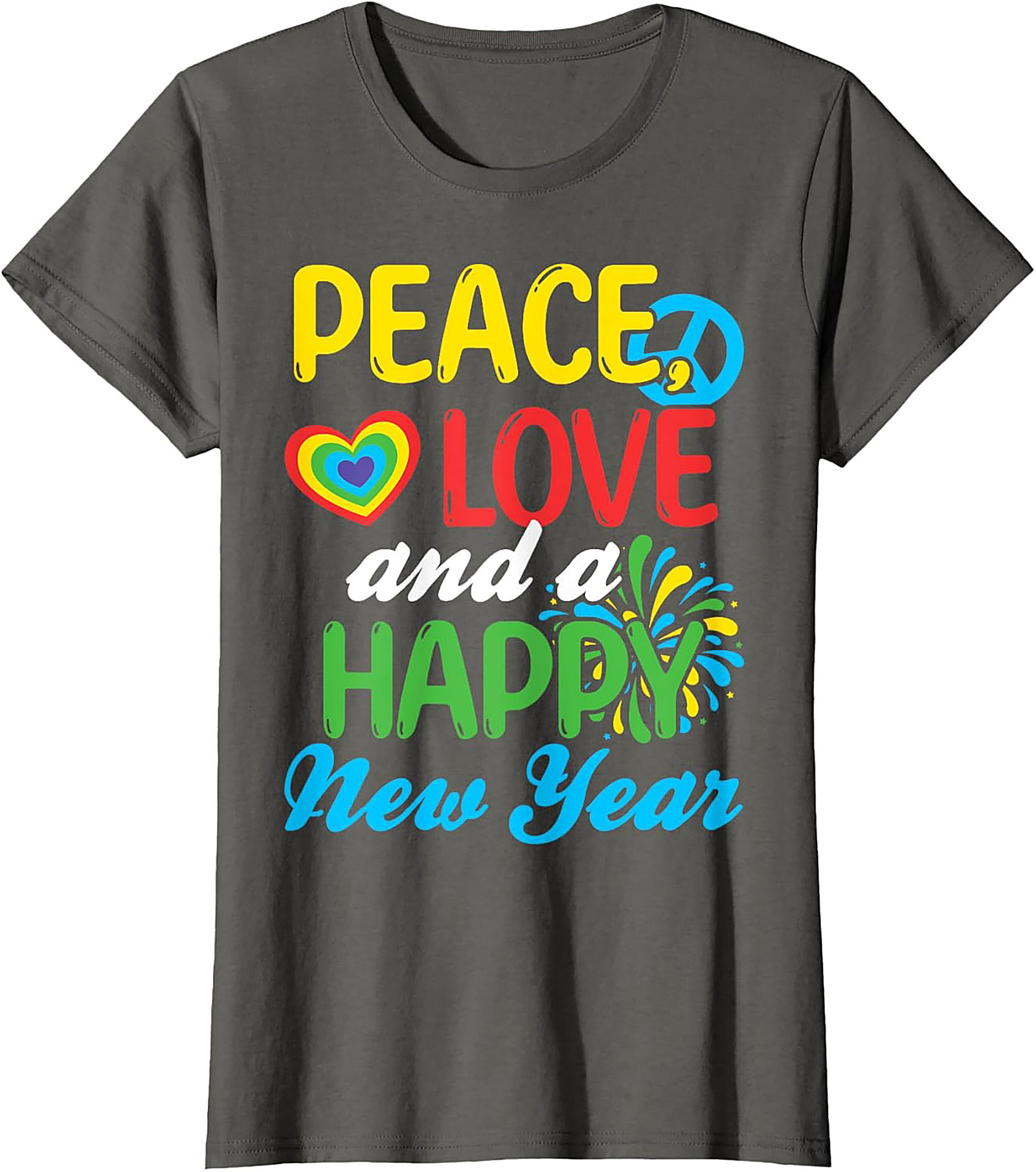  Peace Love Happy New Year T-shirt Retro Tee