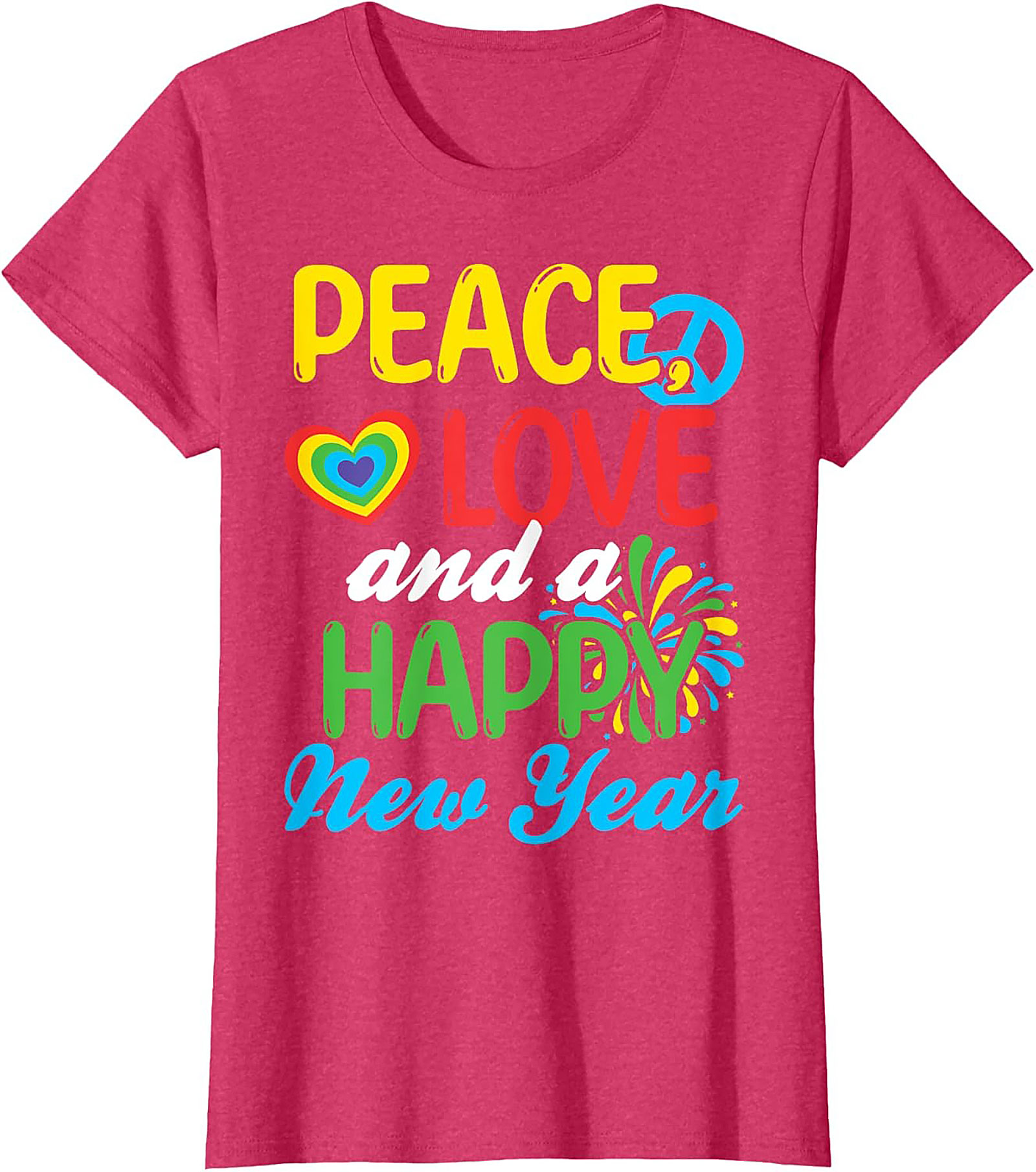  Peace Love Happy New Year T-shirt Retro Tee
