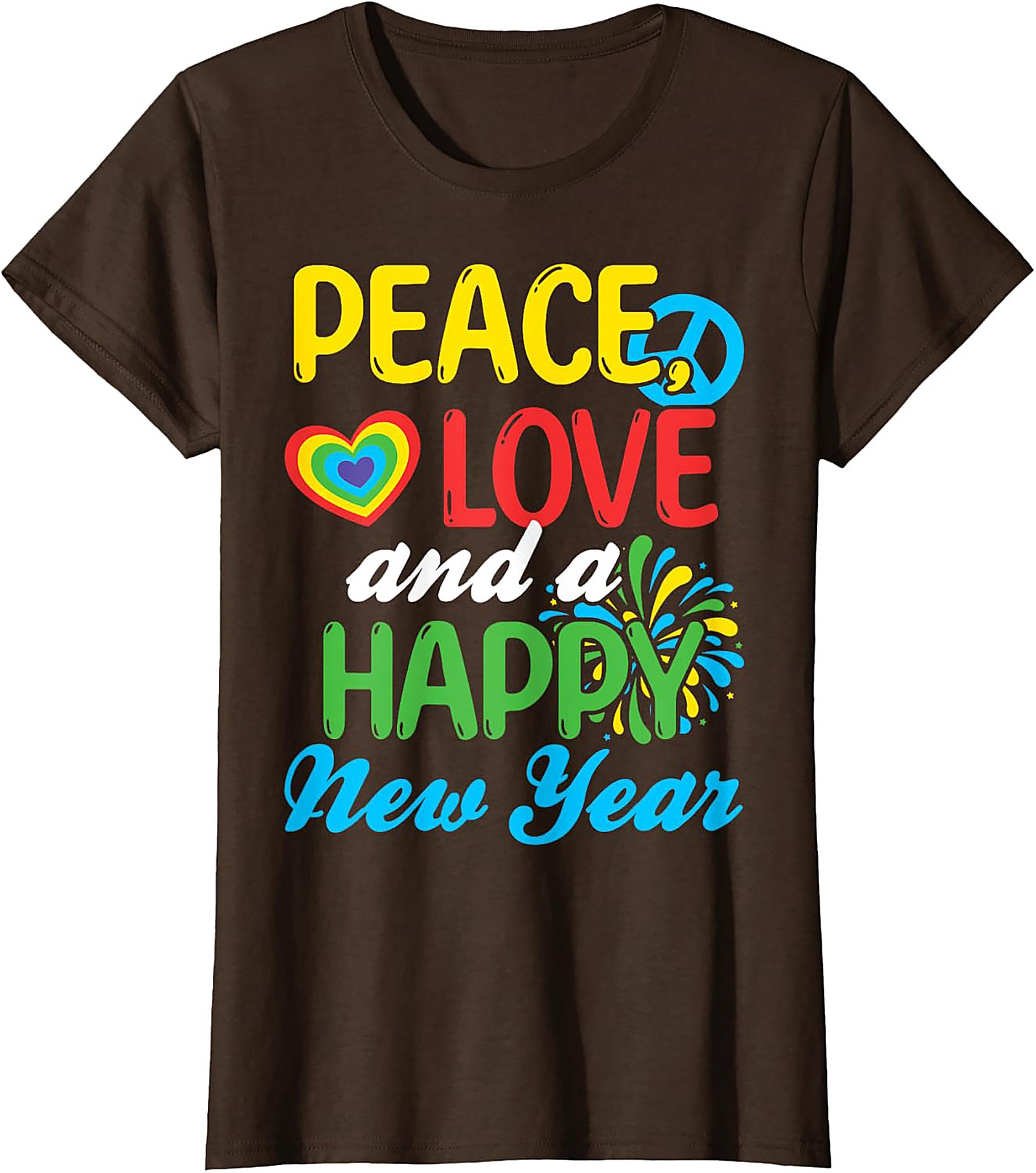  Peace Love Happy New Year T-shirt Retro Tee