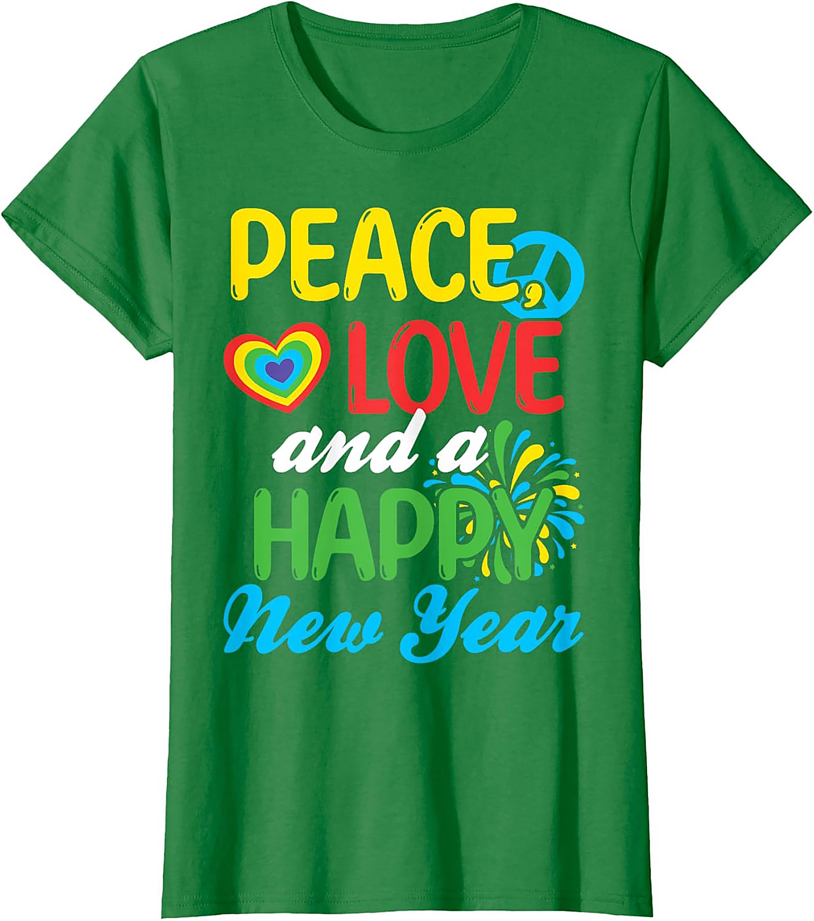 Peace Love Happy New Year T-shirt Retro Tee