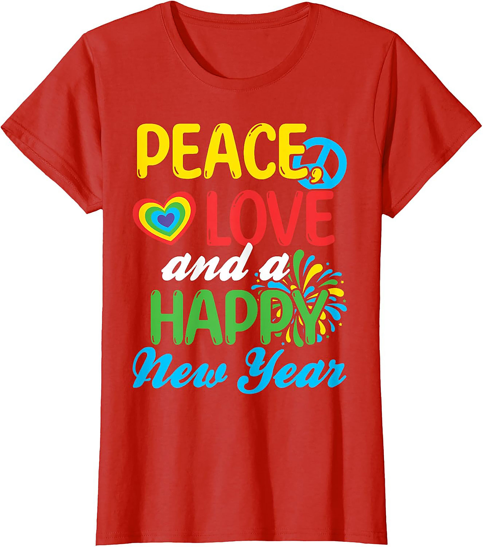  Peace Love Happy New Year T-shirt Retro Tee