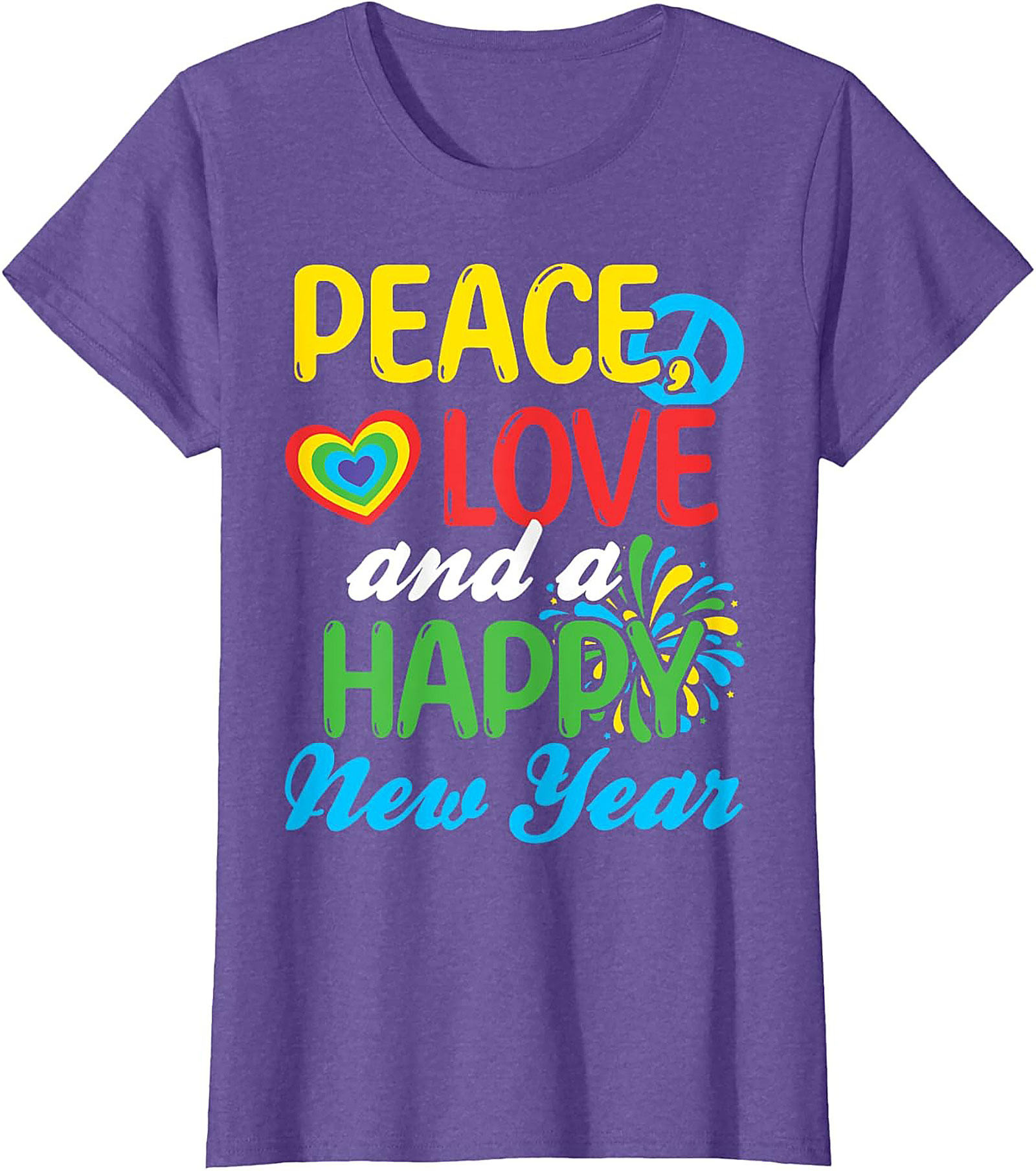  Peace Love Happy New Year T-shirt Retro Tee