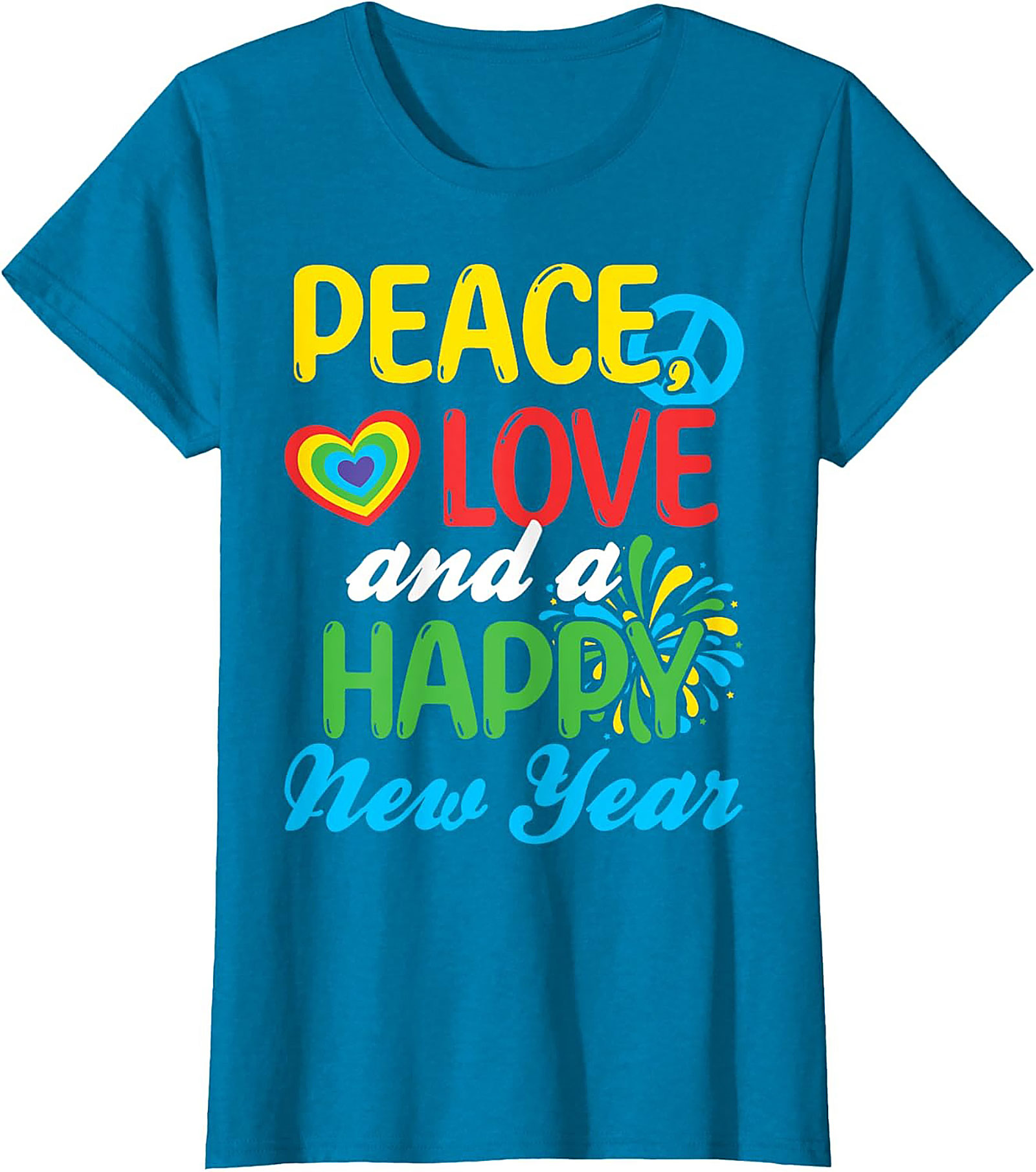  Peace Love Happy New Year T-shirt Retro Tee