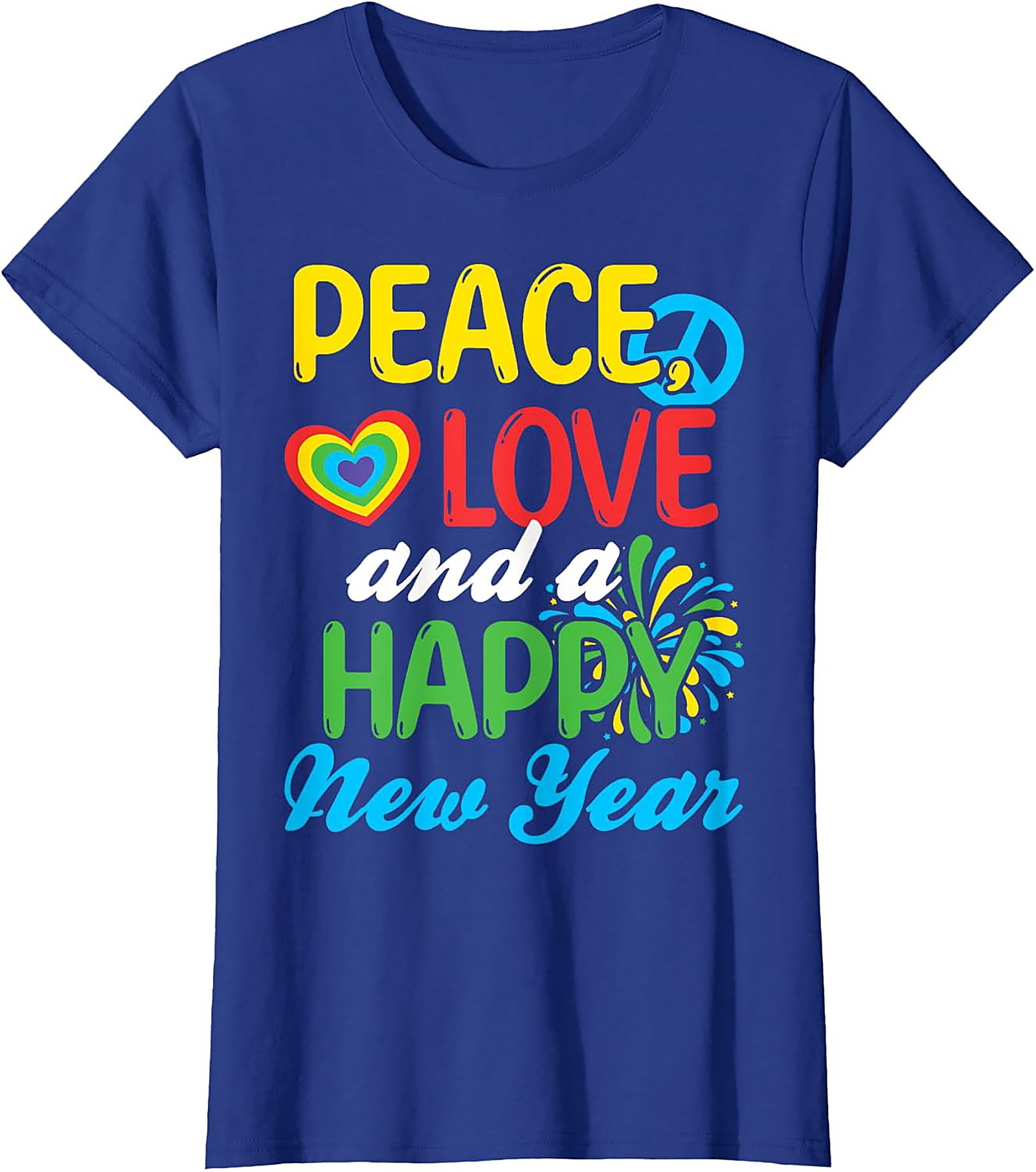  Peace Love Happy New Year T-shirt Retro Tee