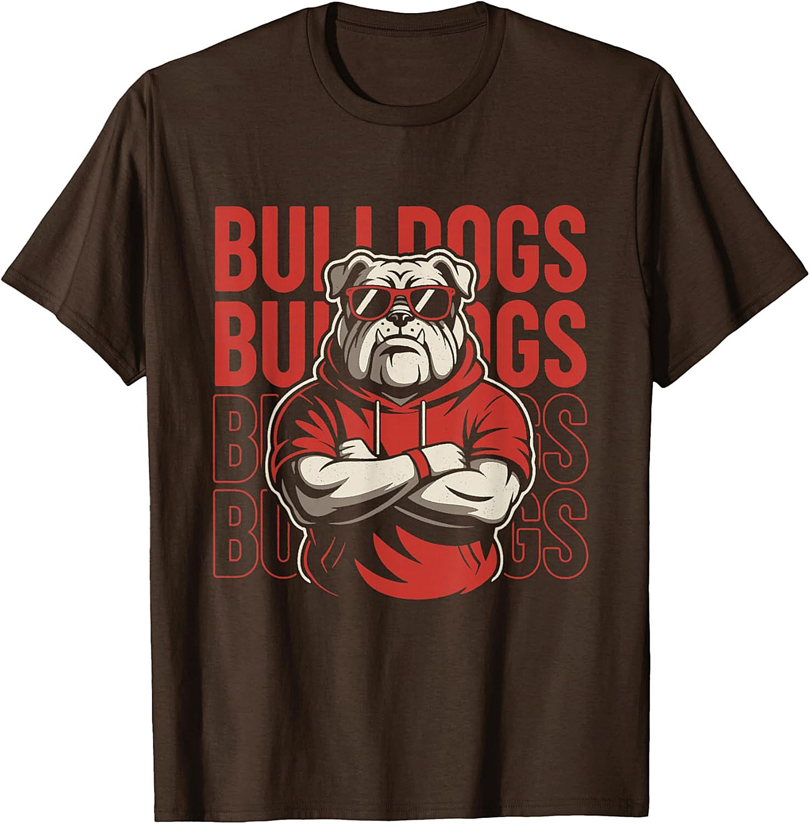 The Coolest Bulldog Graphic Tee: Bulldog in Hoodie and Sunglasses Shirt