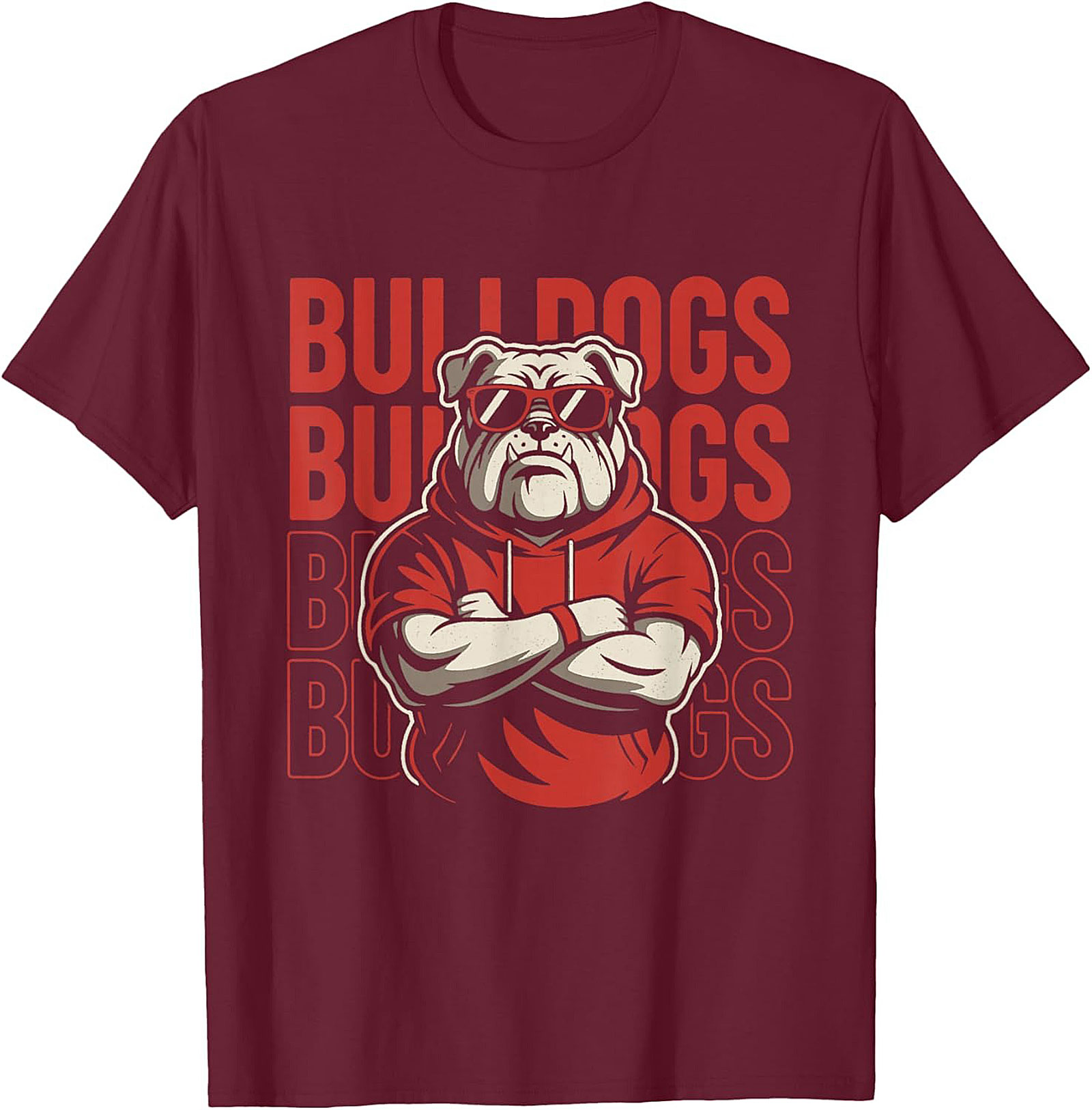 The Coolest Bulldog Graphic Tee: Bulldog in Hoodie and Sunglasses Shirt